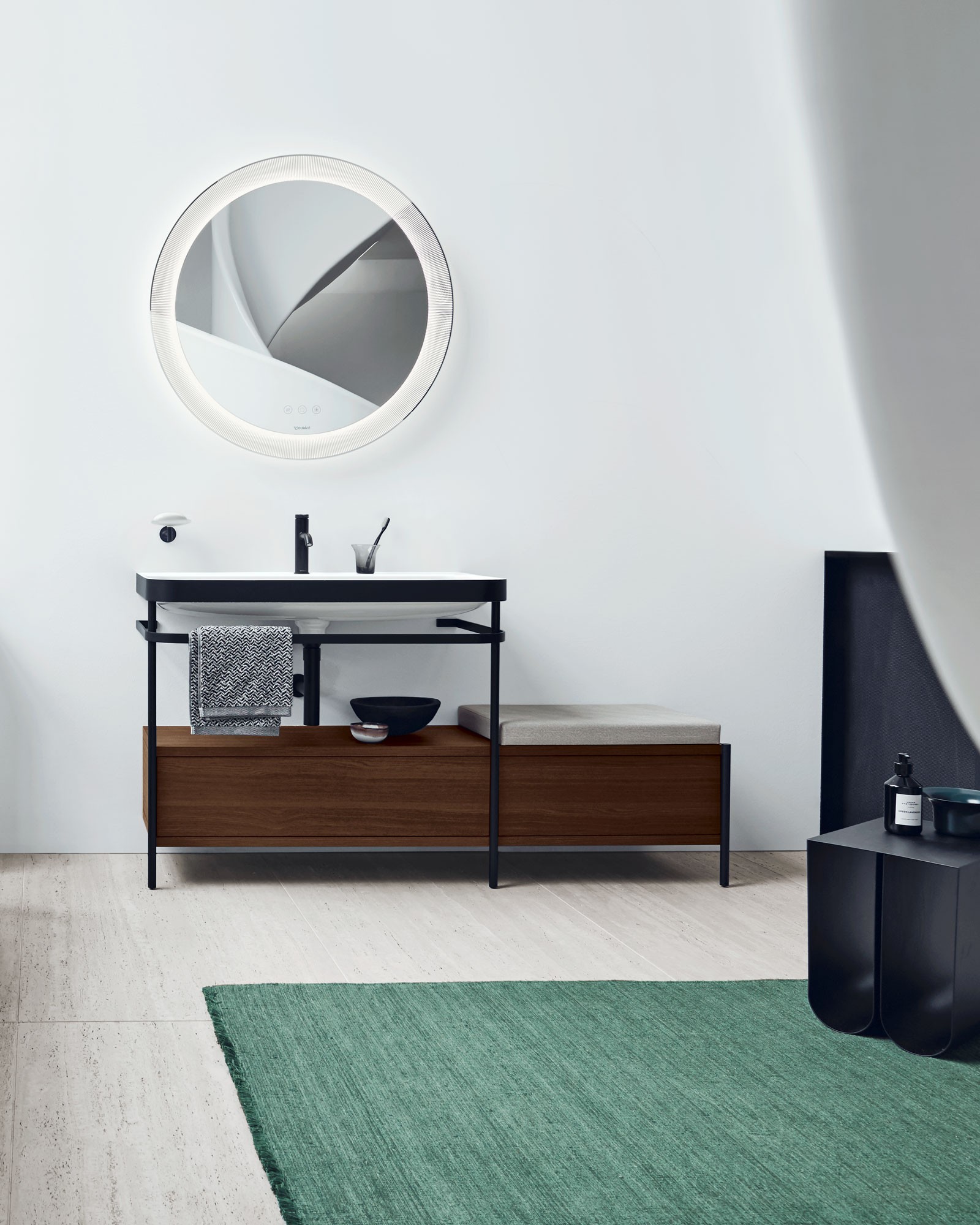 Duravit Happy D.2 metal console with sink and mirror