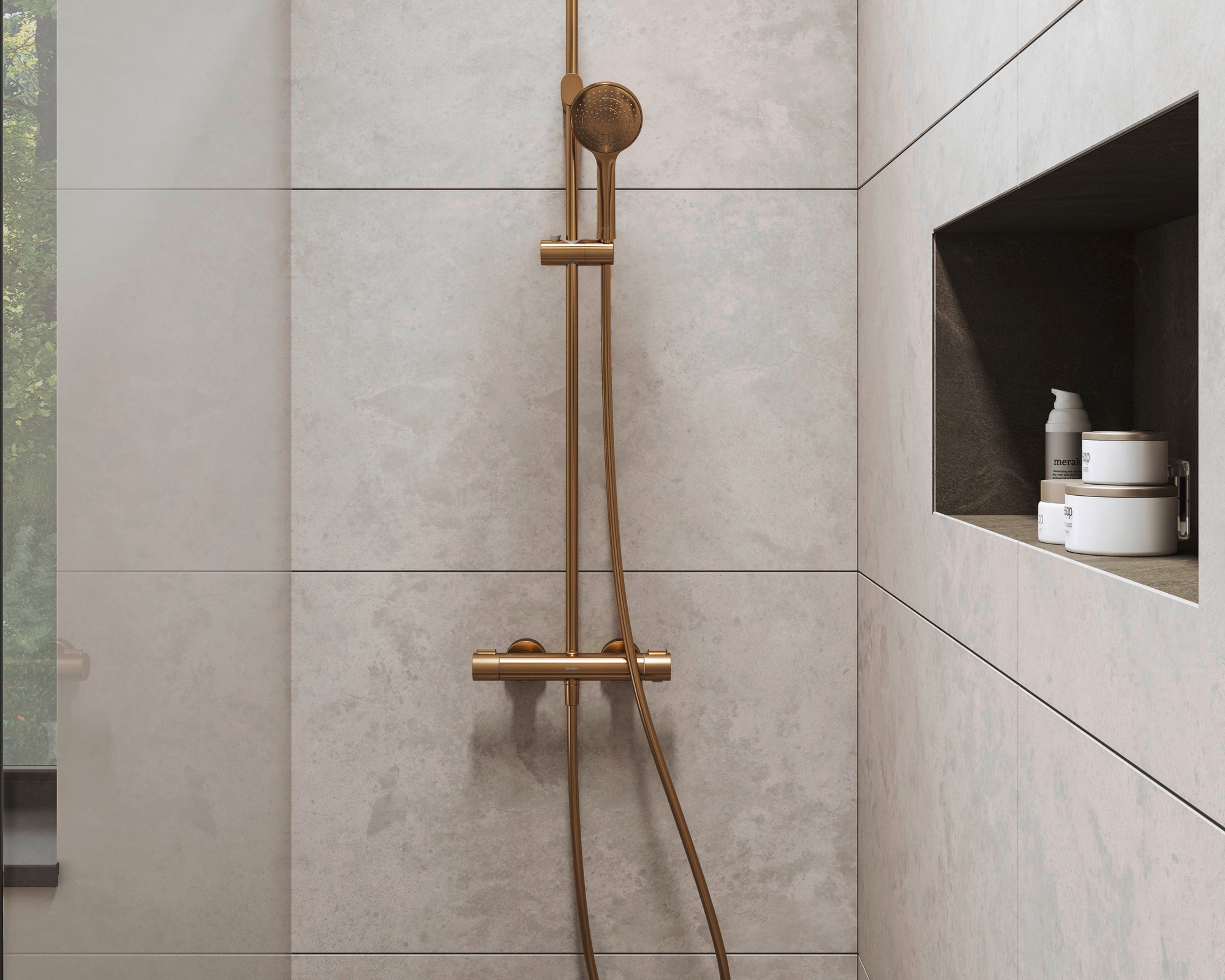 Duravit Sustano Duschsystem an gefliester Wand
