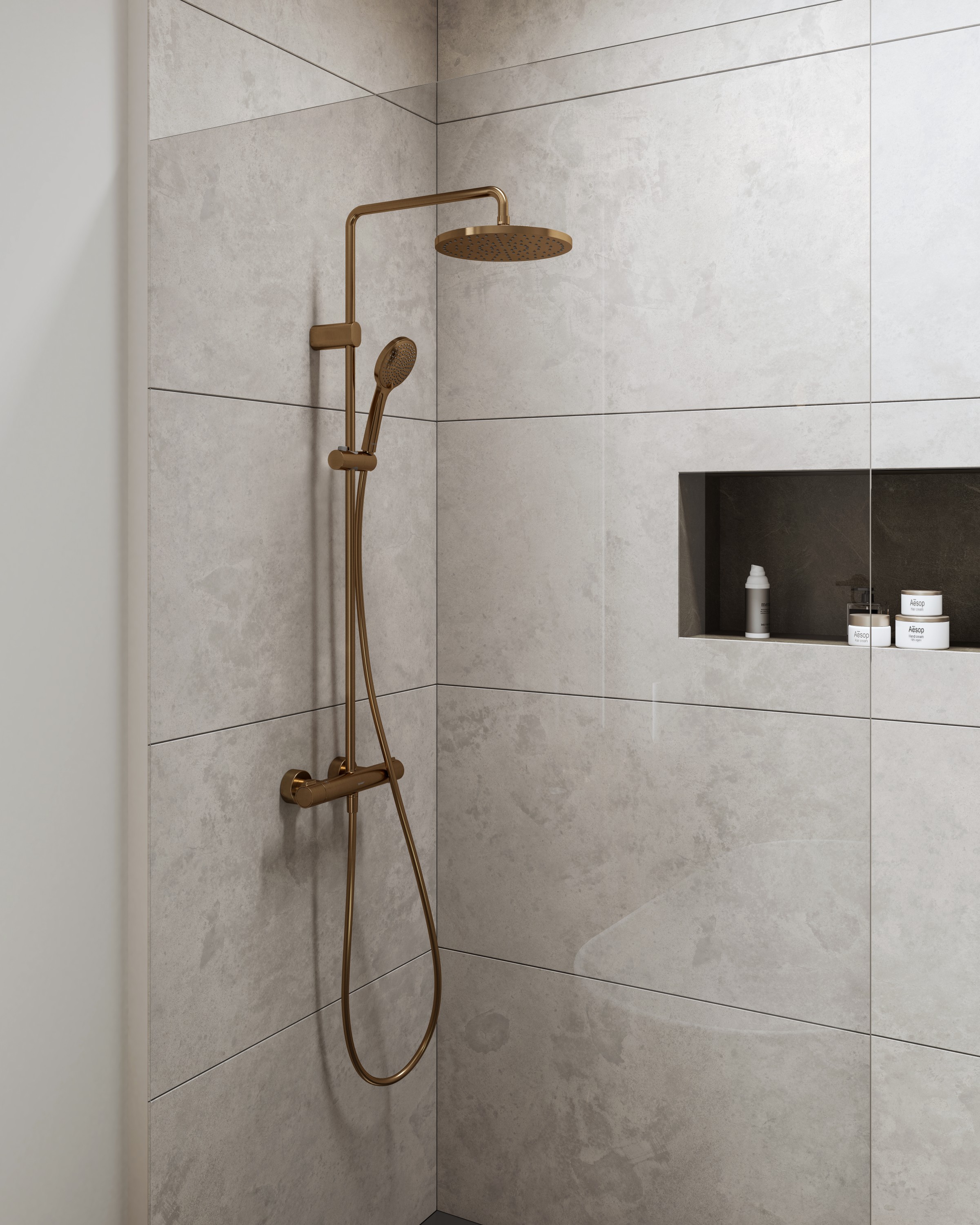 Wave Shower System in brushed bronze