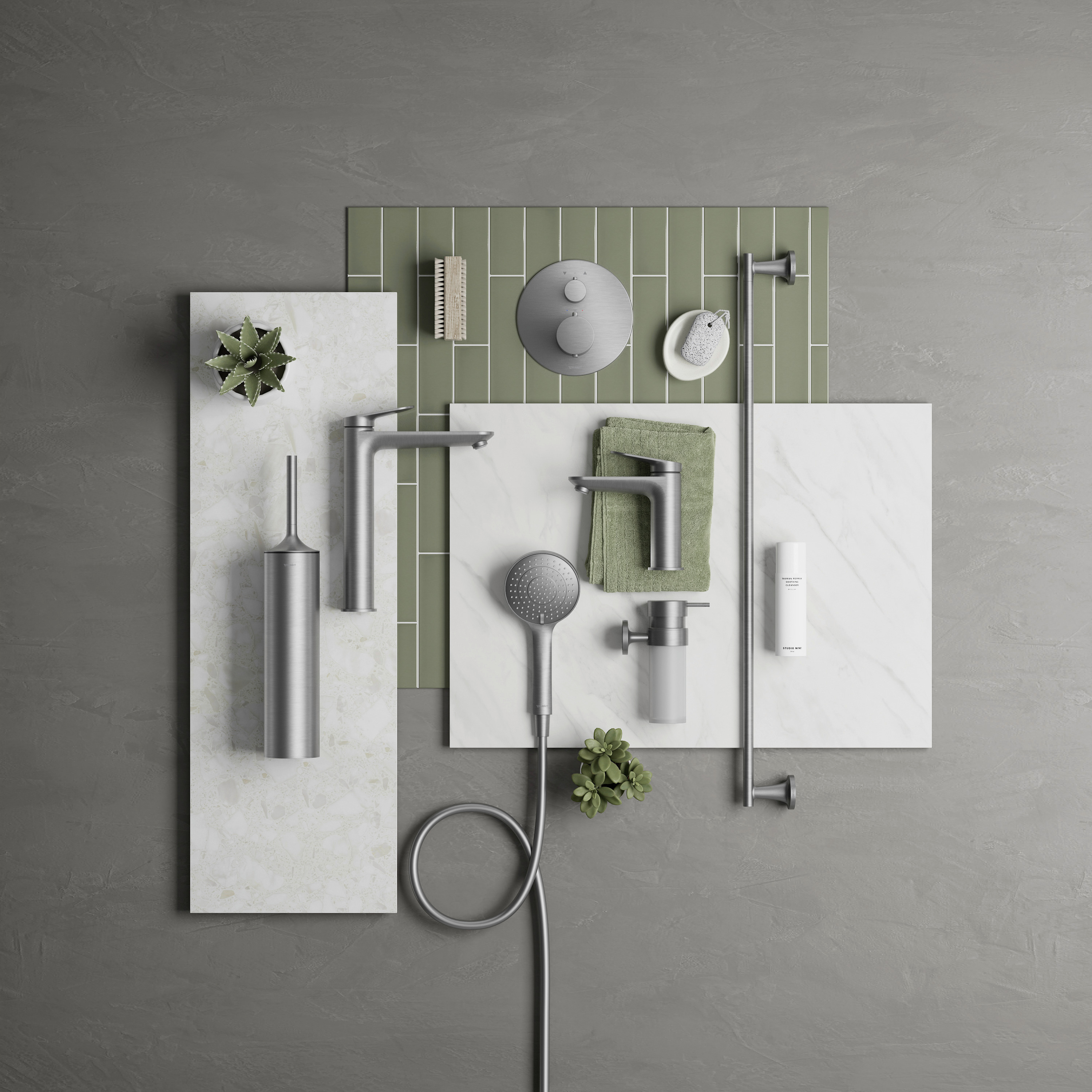 Armaturen und Accessoires in der Oberfläche Edelstahl gebürstet von Duravit