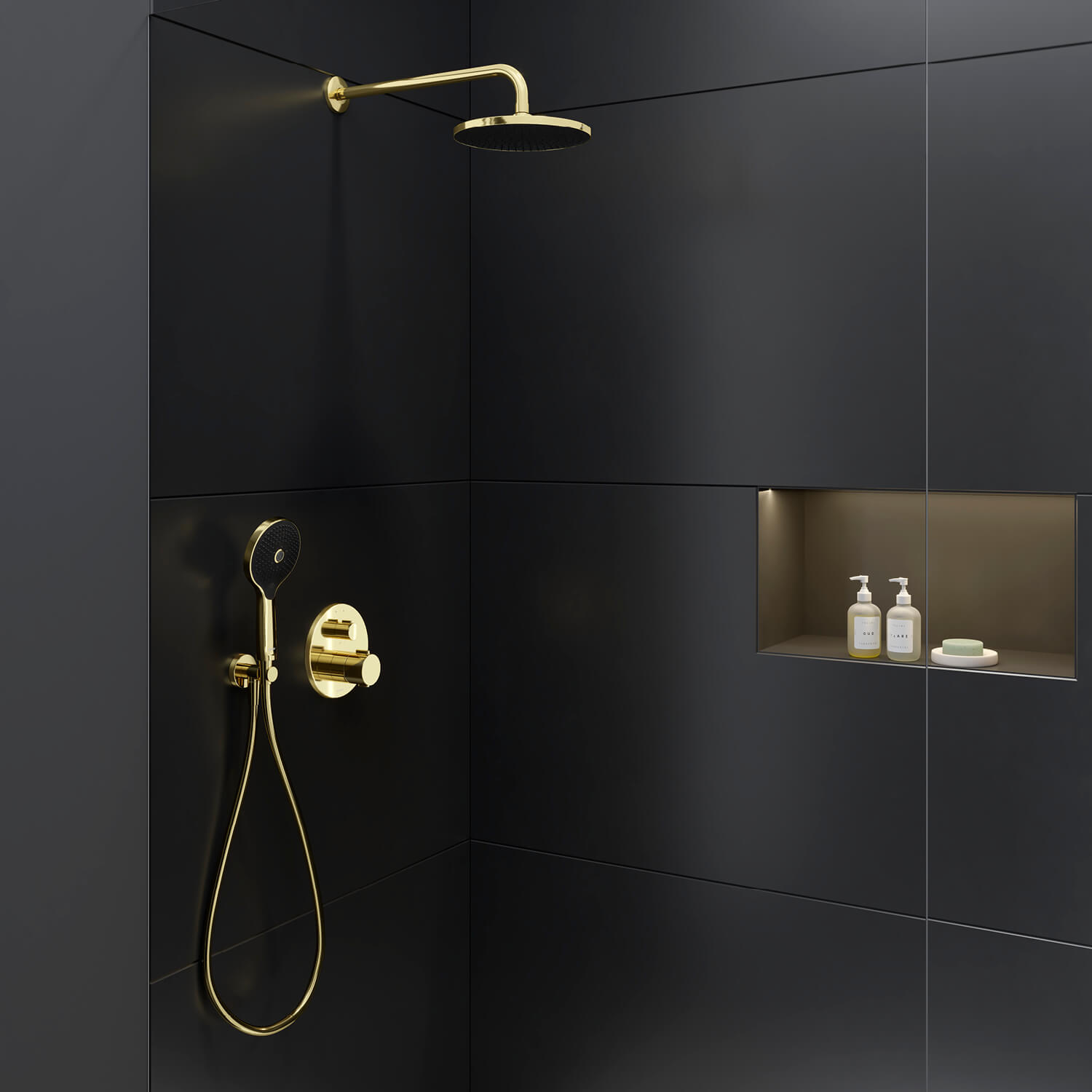 Handbrause in Gold poliert
