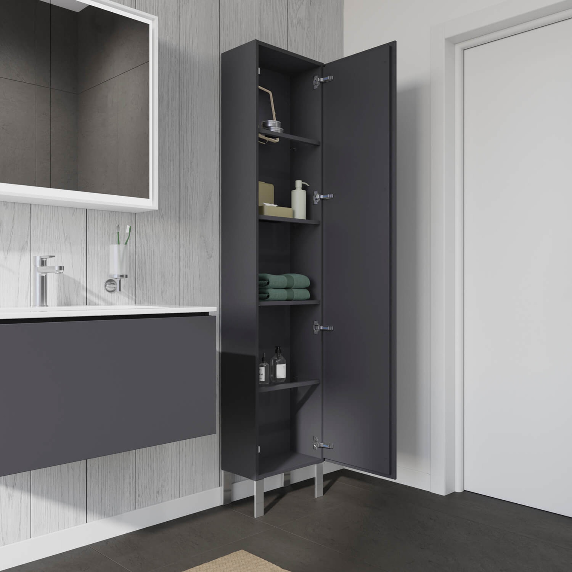 L-Cube Hochschrank in Graphit Matt