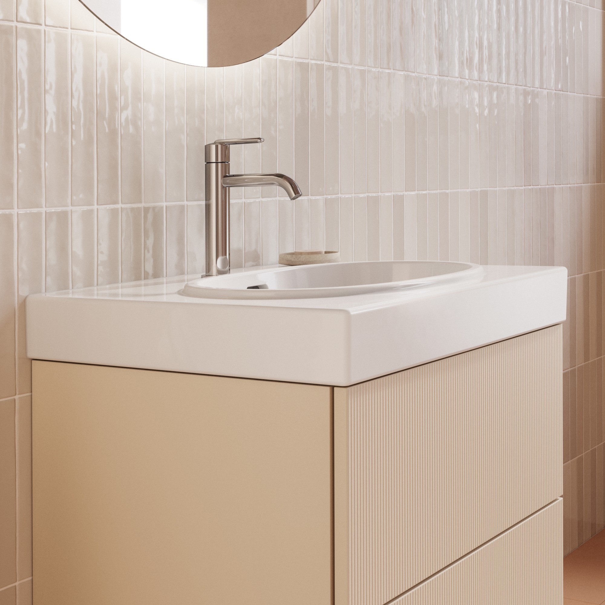 Seitliche Ansicht eines wandhängenden Waschbeckens der Serie Duravit Balcoon in Weiß
