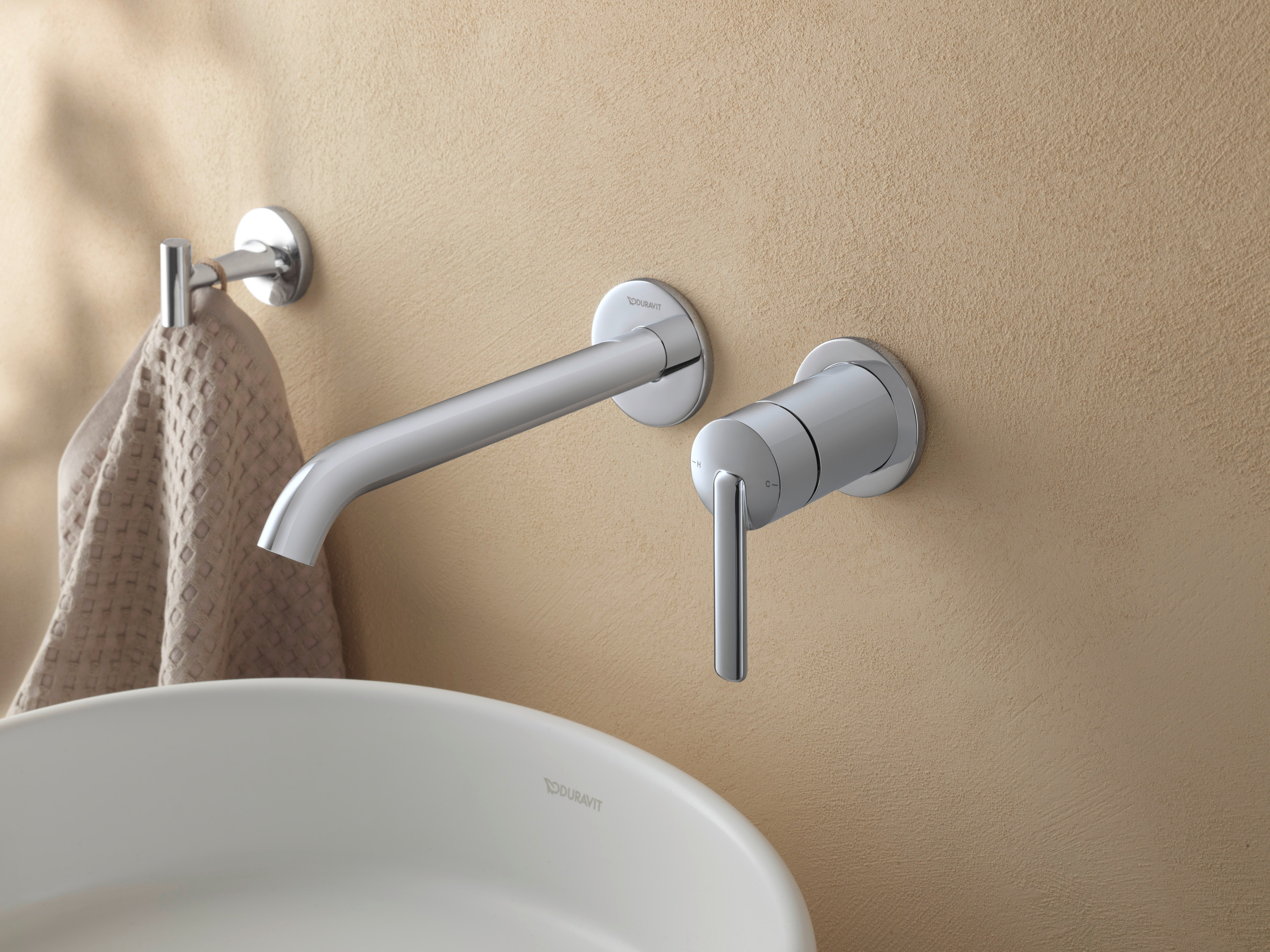 Unterputz-Waschplatzarmaturen der Serie Duravit Balcoon in Chrom