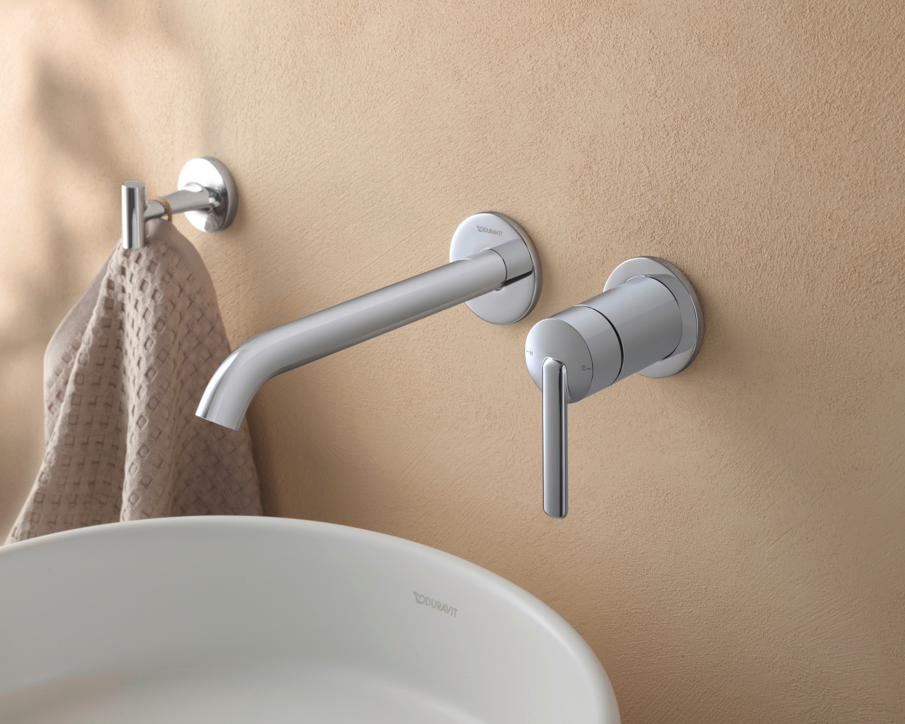 Unterputz-Waschplatzarmaturen der Serie Duravit Balcoon in Chrom