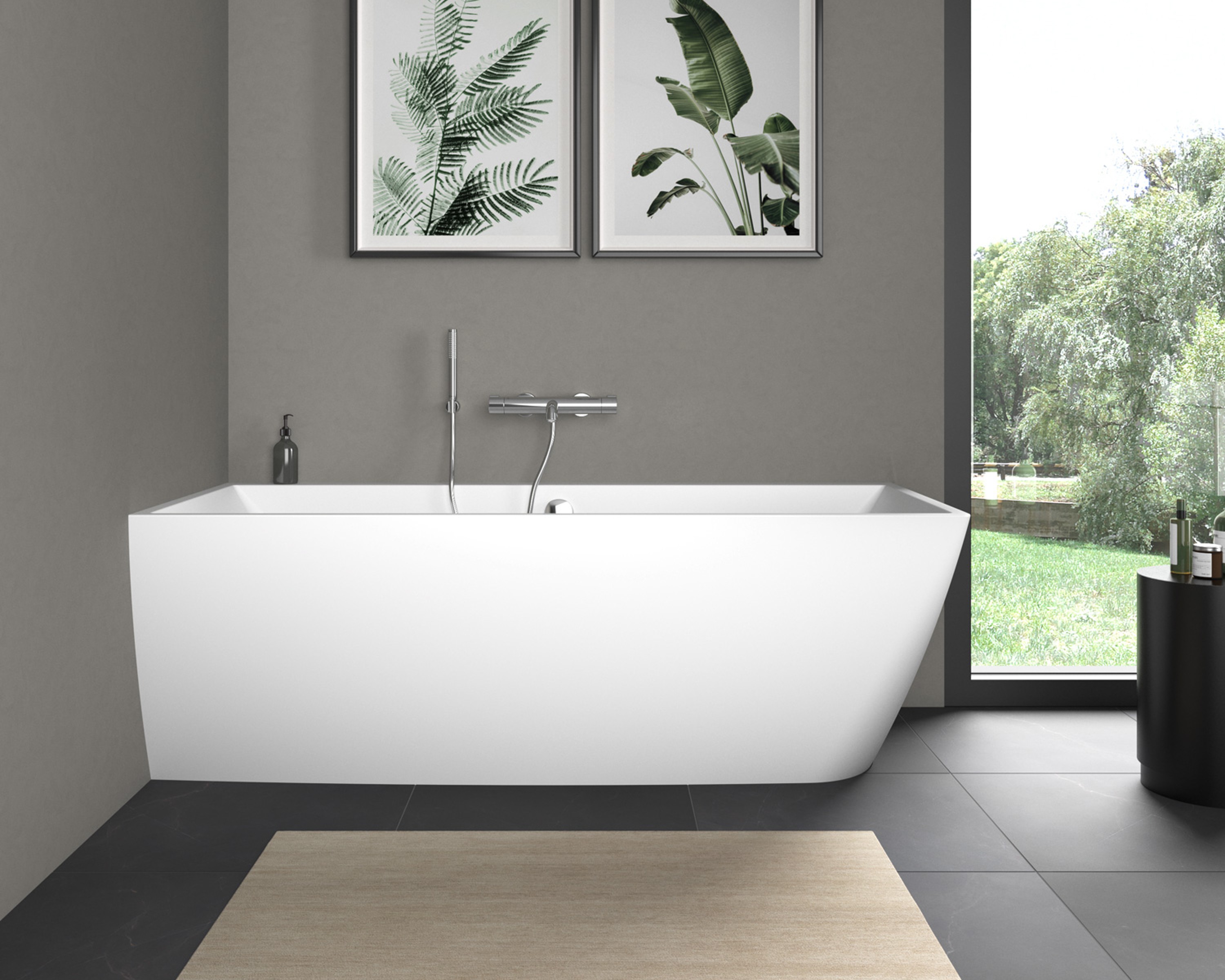 Bathtub from the Duravit DuraSquare series in a cozy bathroom