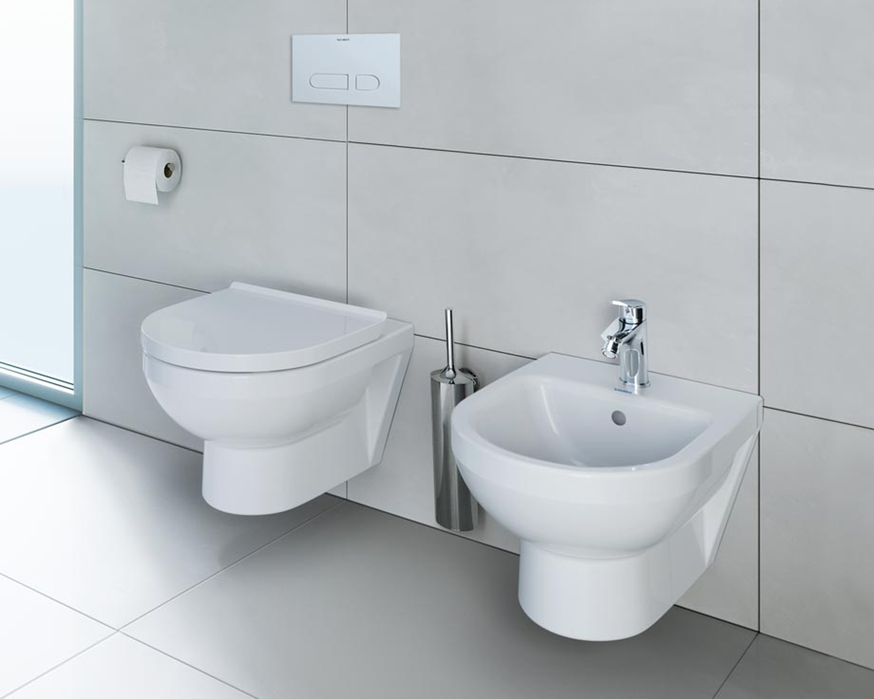 Wand-WC und Bidet der Serie Duravit No.1