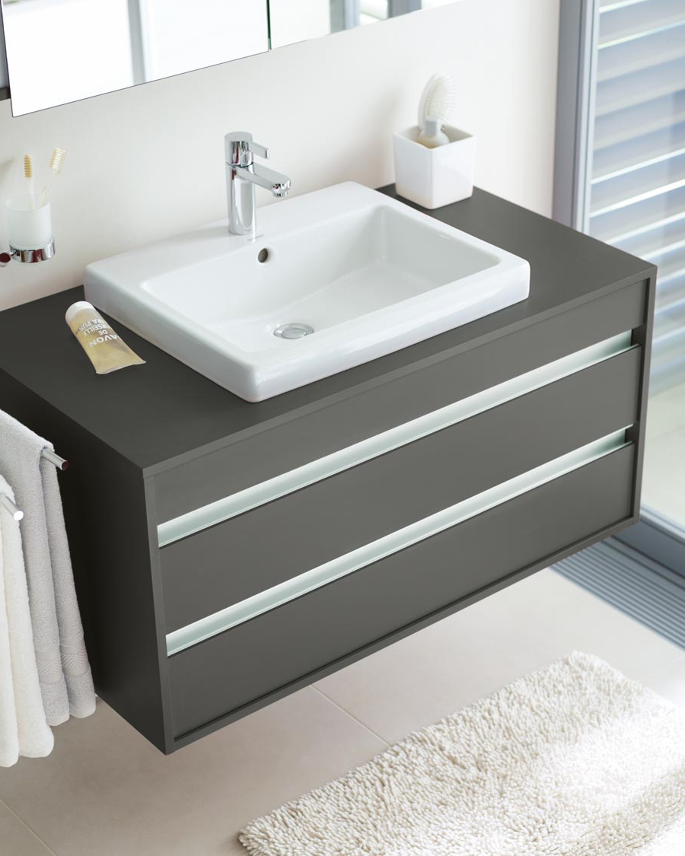 Ketho Waschtischunterschrank mit Starck 3 Waschbecken