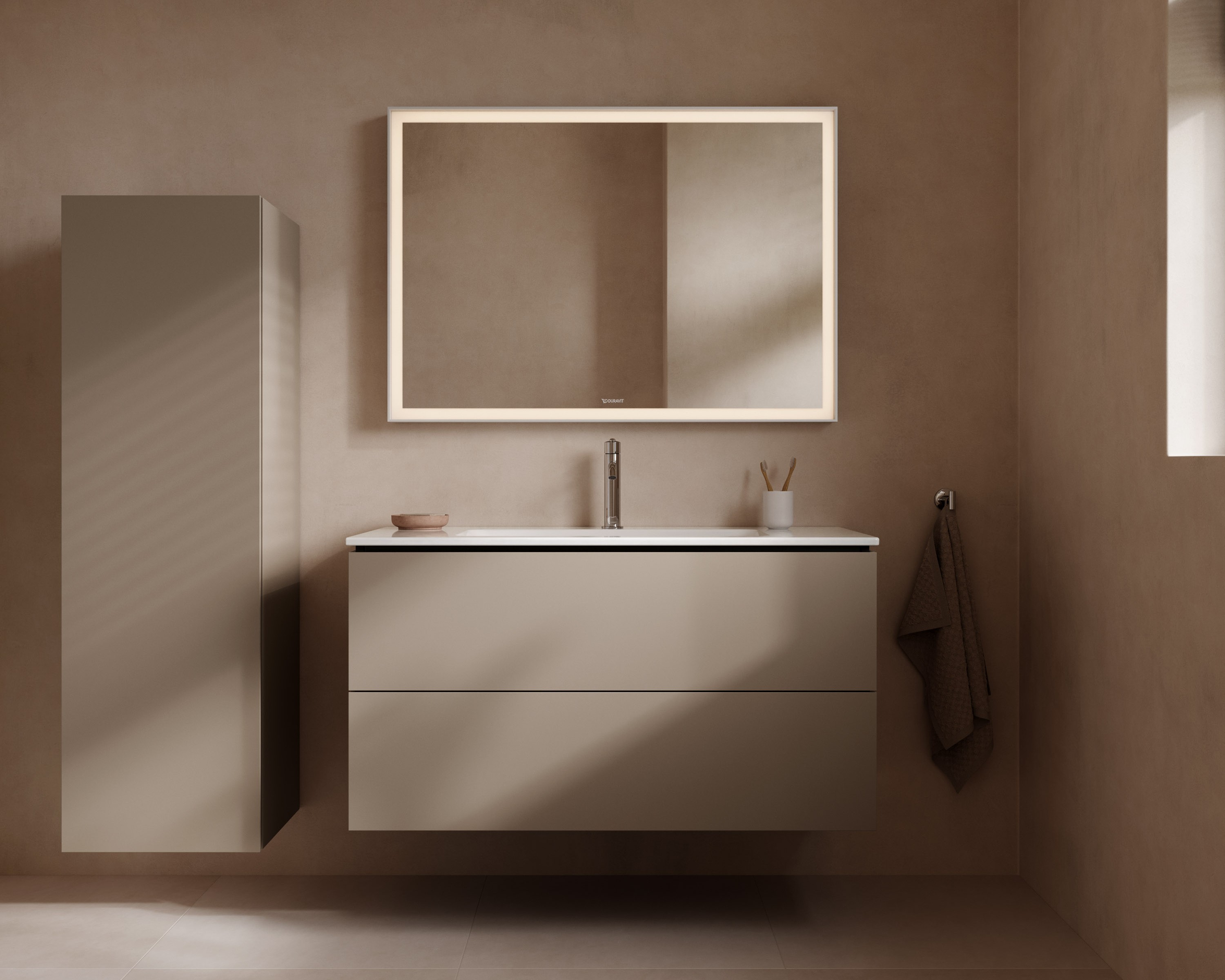 Waschplatz mit Möbel der Serie L-Cube von Duravit