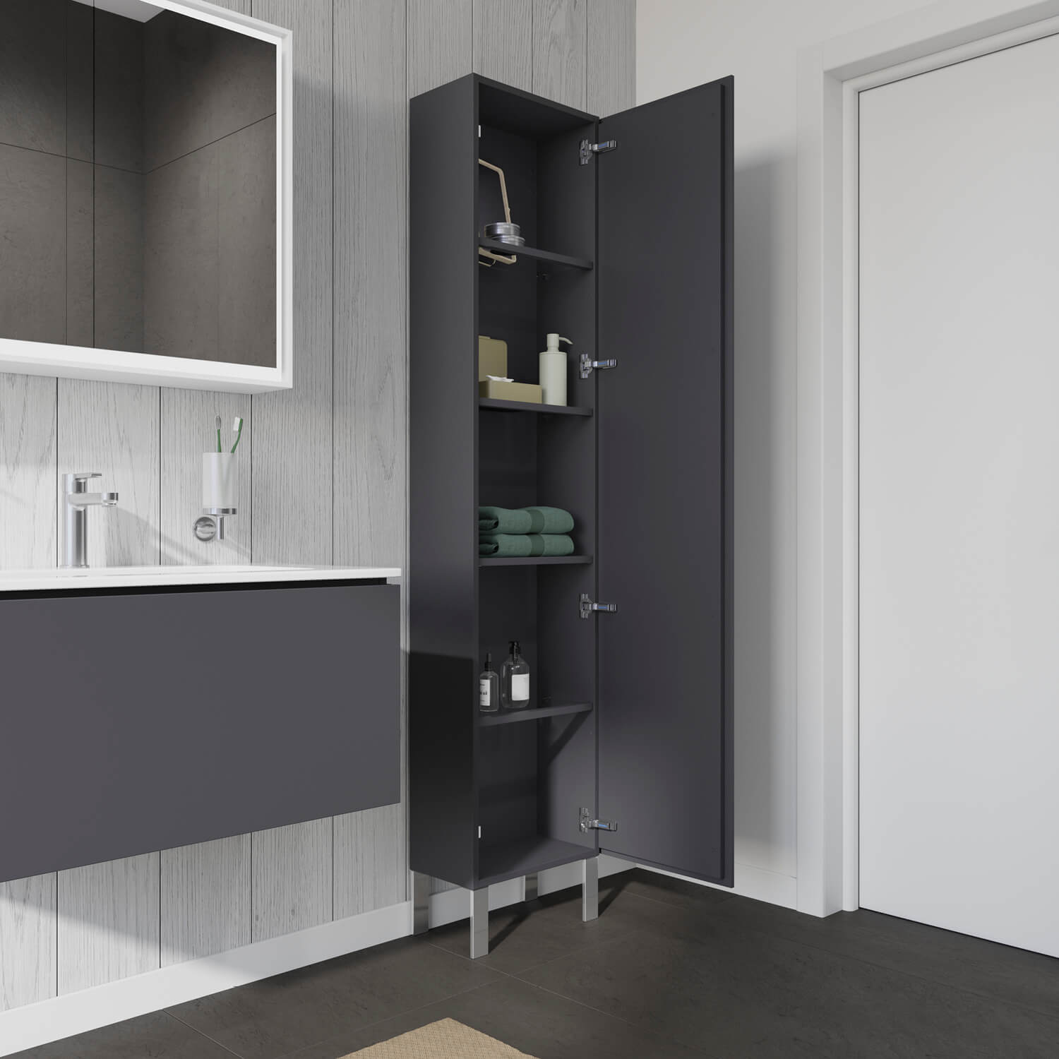L-Cube Hochschrank in Graphit Matt