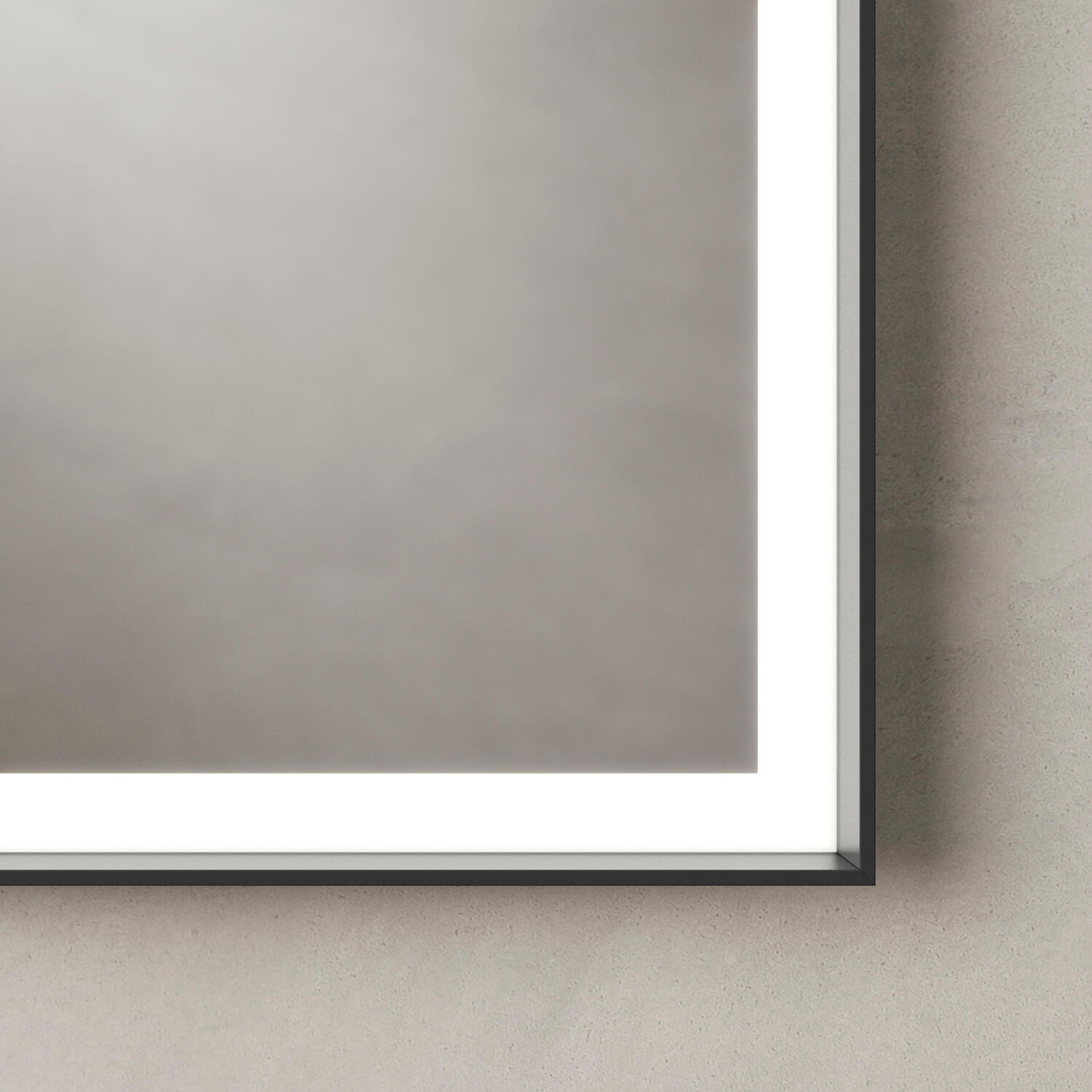 L-Cube Spiegel mit einer rundum laufenden, energiesparenden LED-Lichtquelle