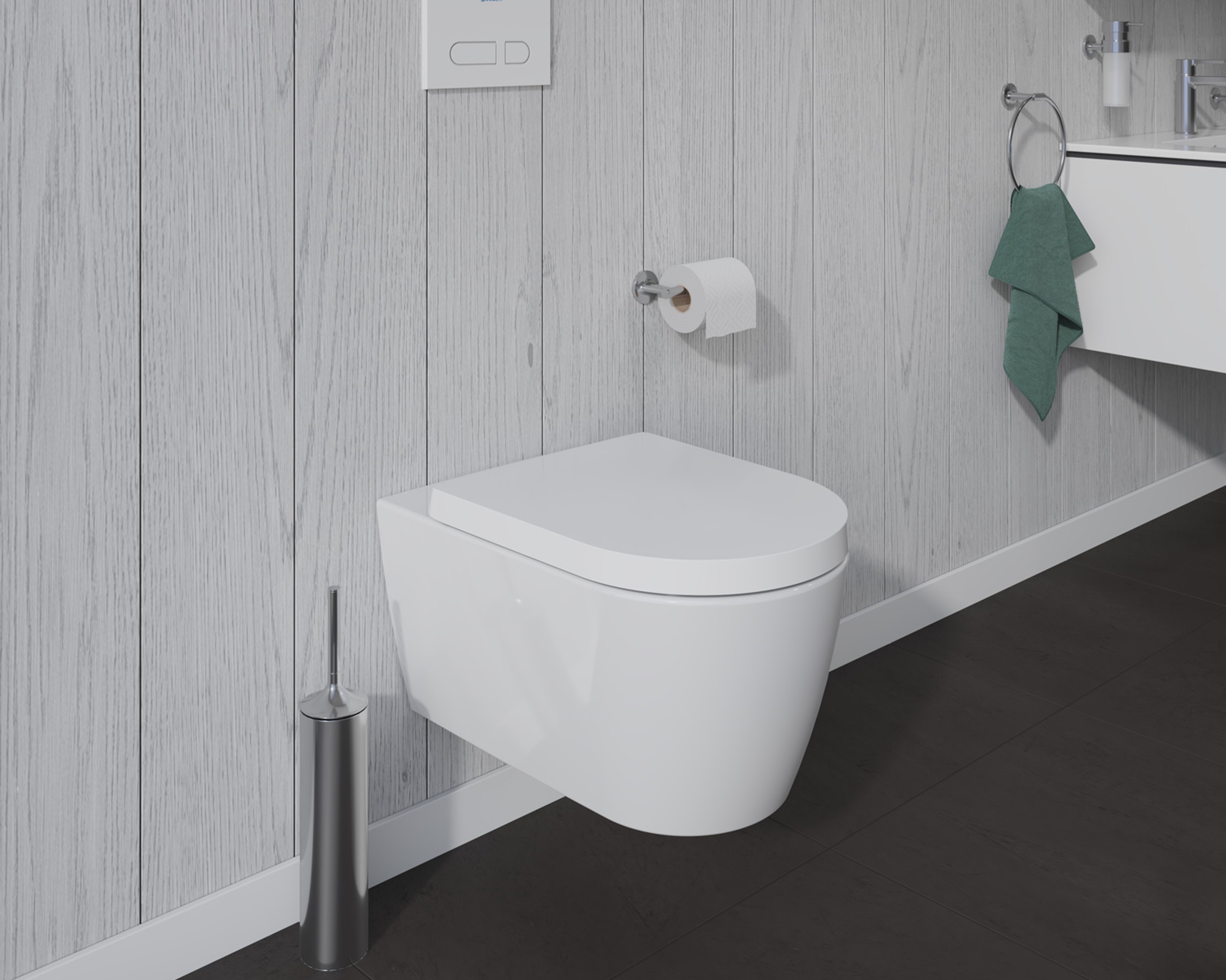 Vaso sospeso della serie Duravit ME by Starck con DuraShield®