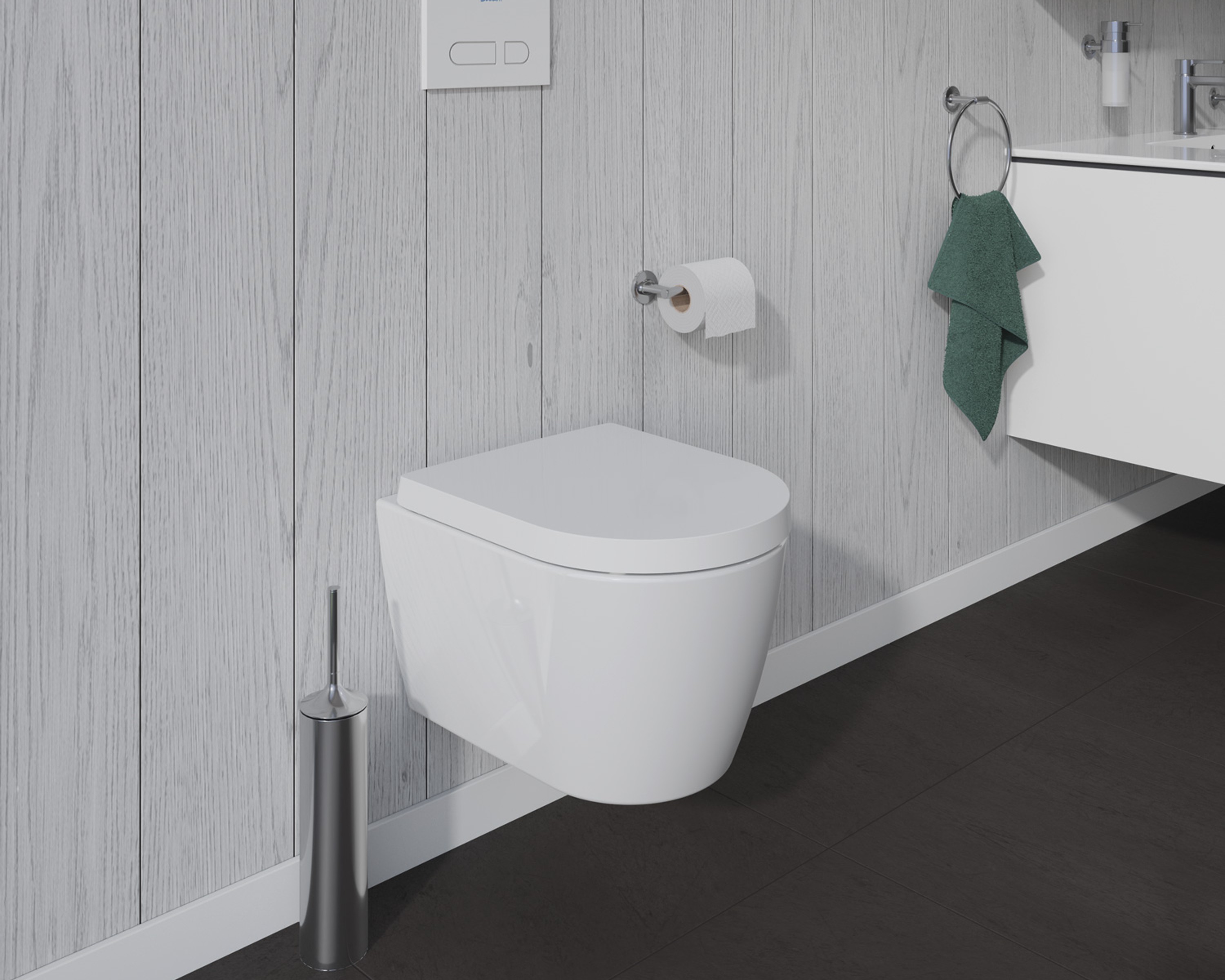 Wall-mounted toilet from the Duravit ME by Starck series