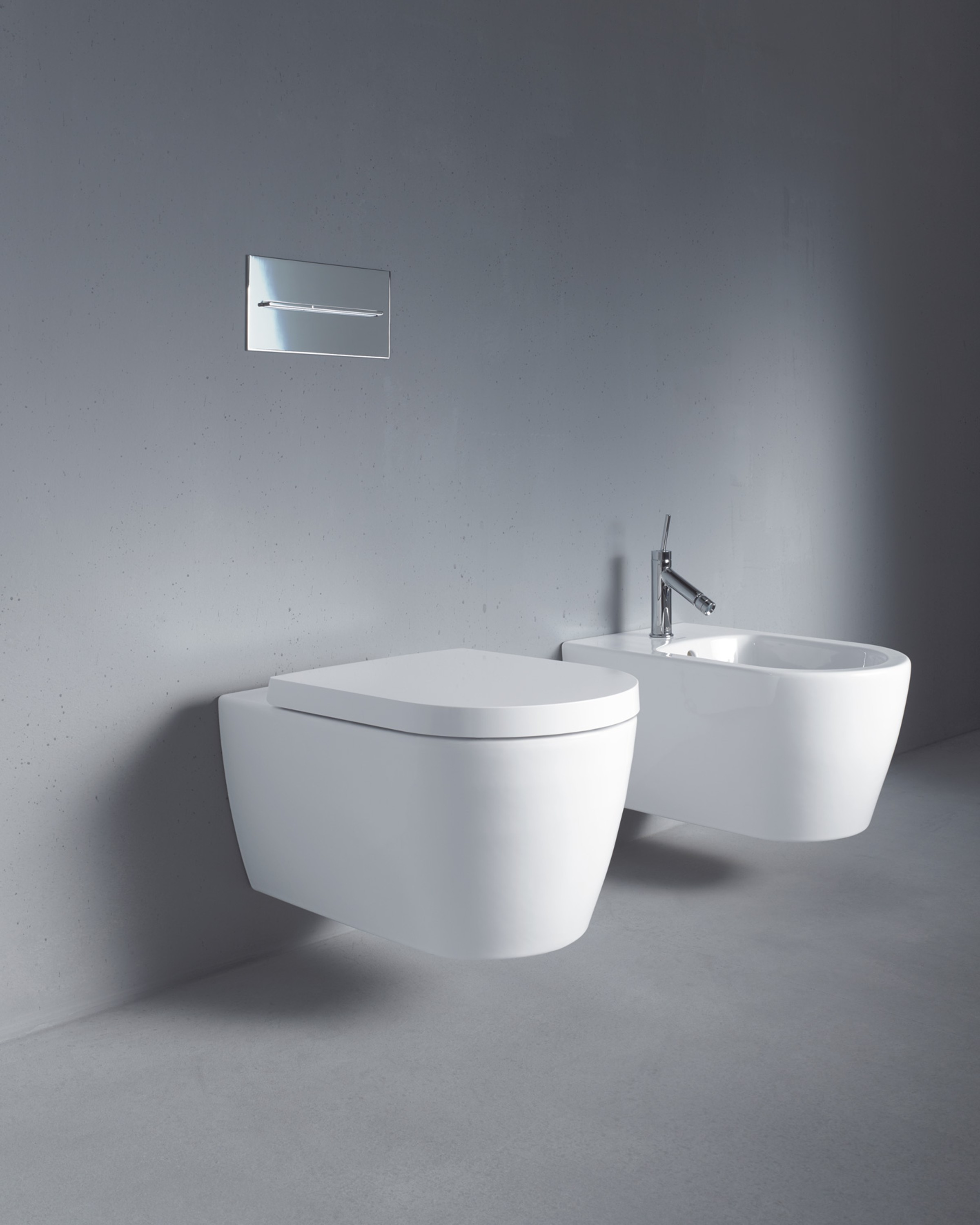 Wall-mounted toilet and bidet from the Duravit ME by Starck series
