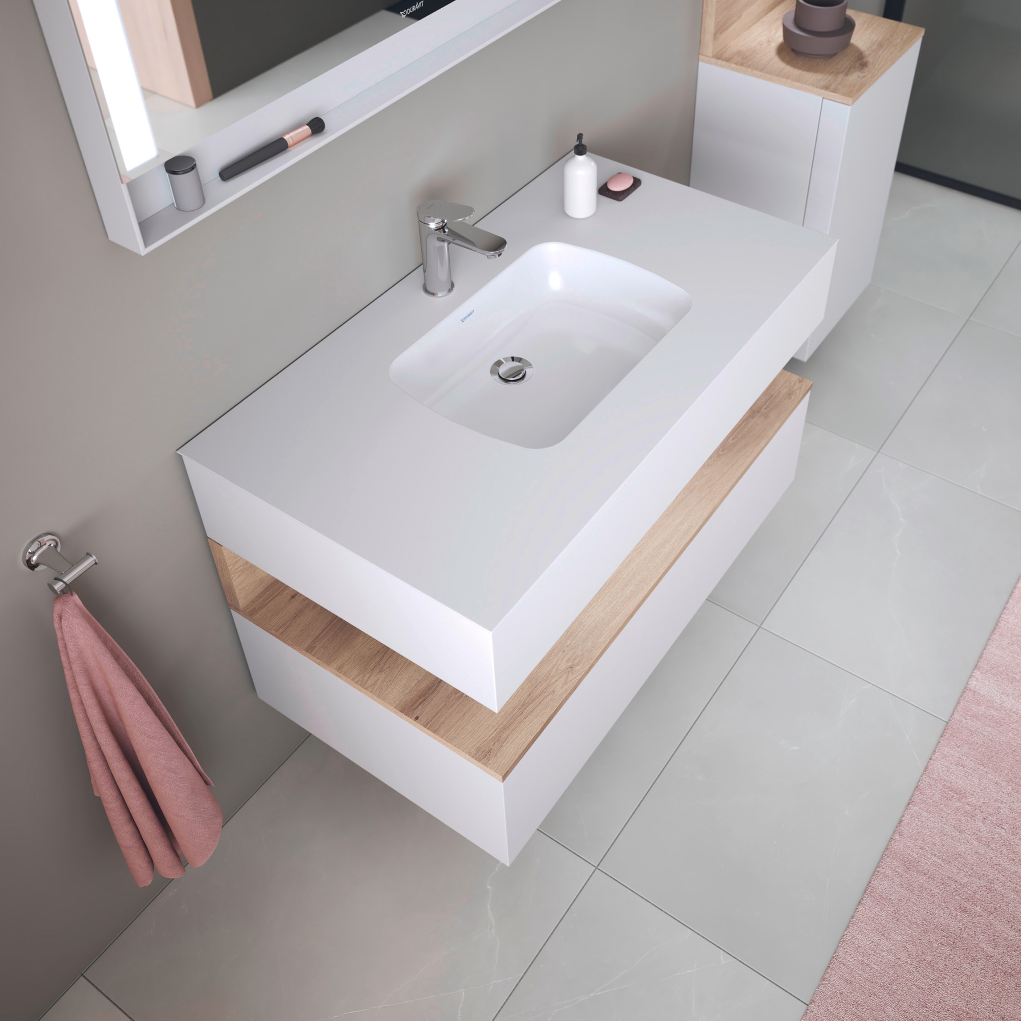 Lavabo da incasso con consolle della serie Duravit Colletion One