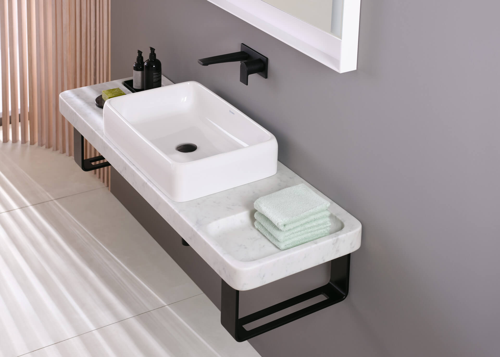 Qatego Aufsatzbecken mit Steinkonsole
