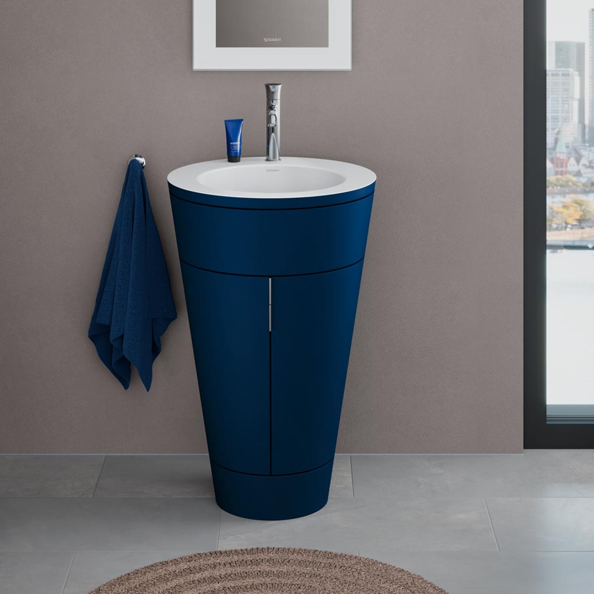 Set c-bonded a pavimento della serie Duravit Starck 1 in Blu notte satinato