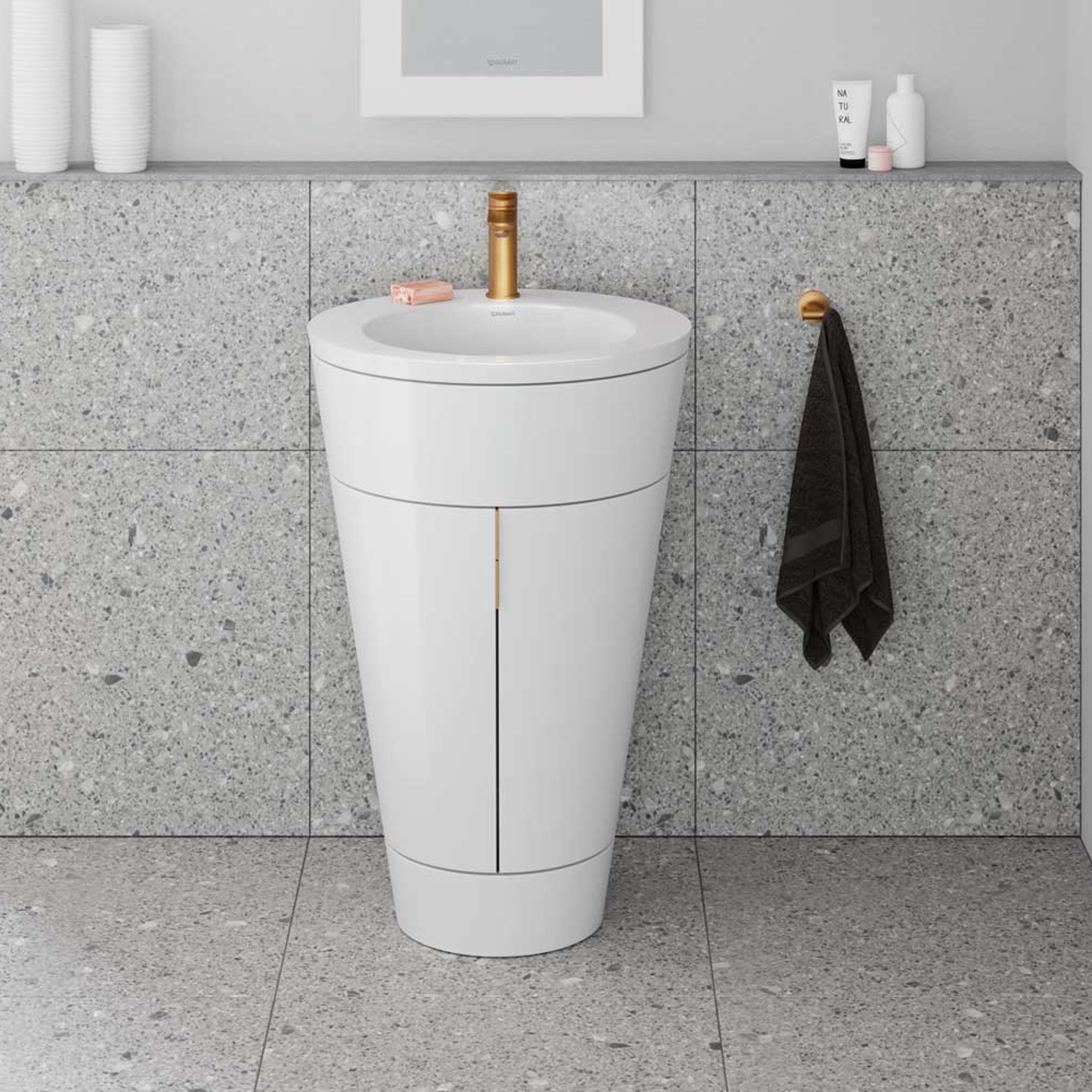 Set c-bonded a pavimento della serie Duravit Starck 1 in Bianco lucido