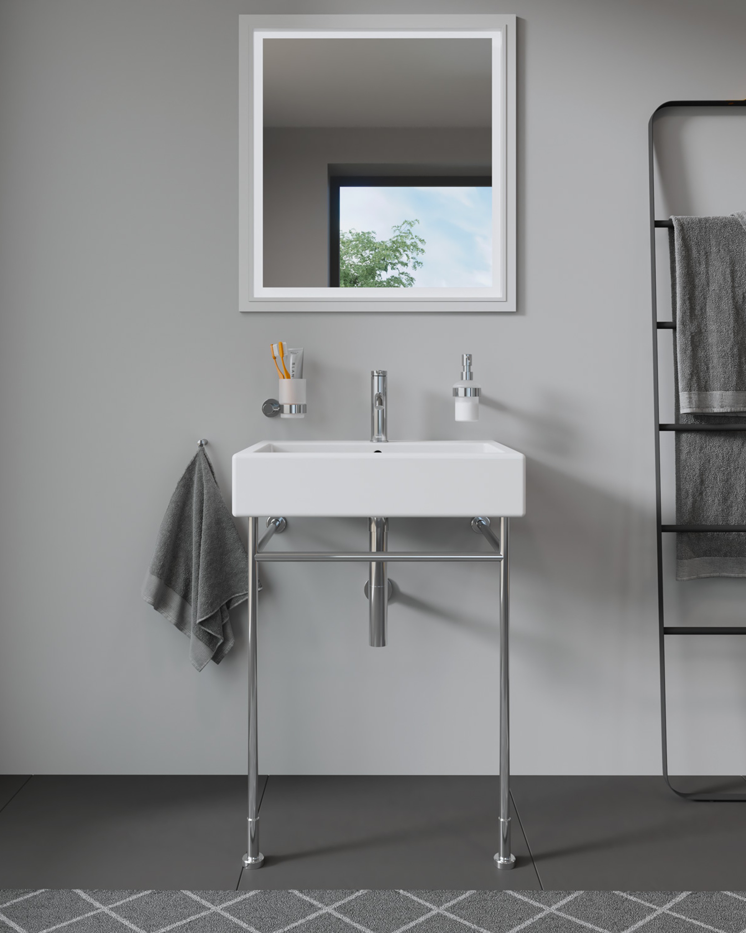 Sink from the Duravit Vero series with pedestal