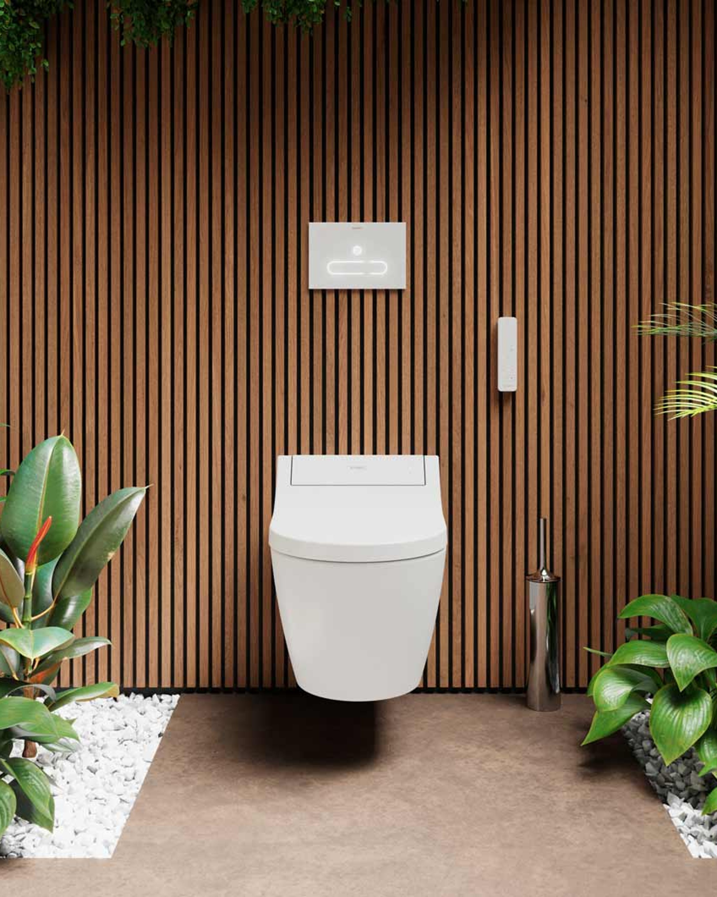 Wandhängendes Dusch-WC der Serie Duravit SensoWash Classic in einer Frontansicht