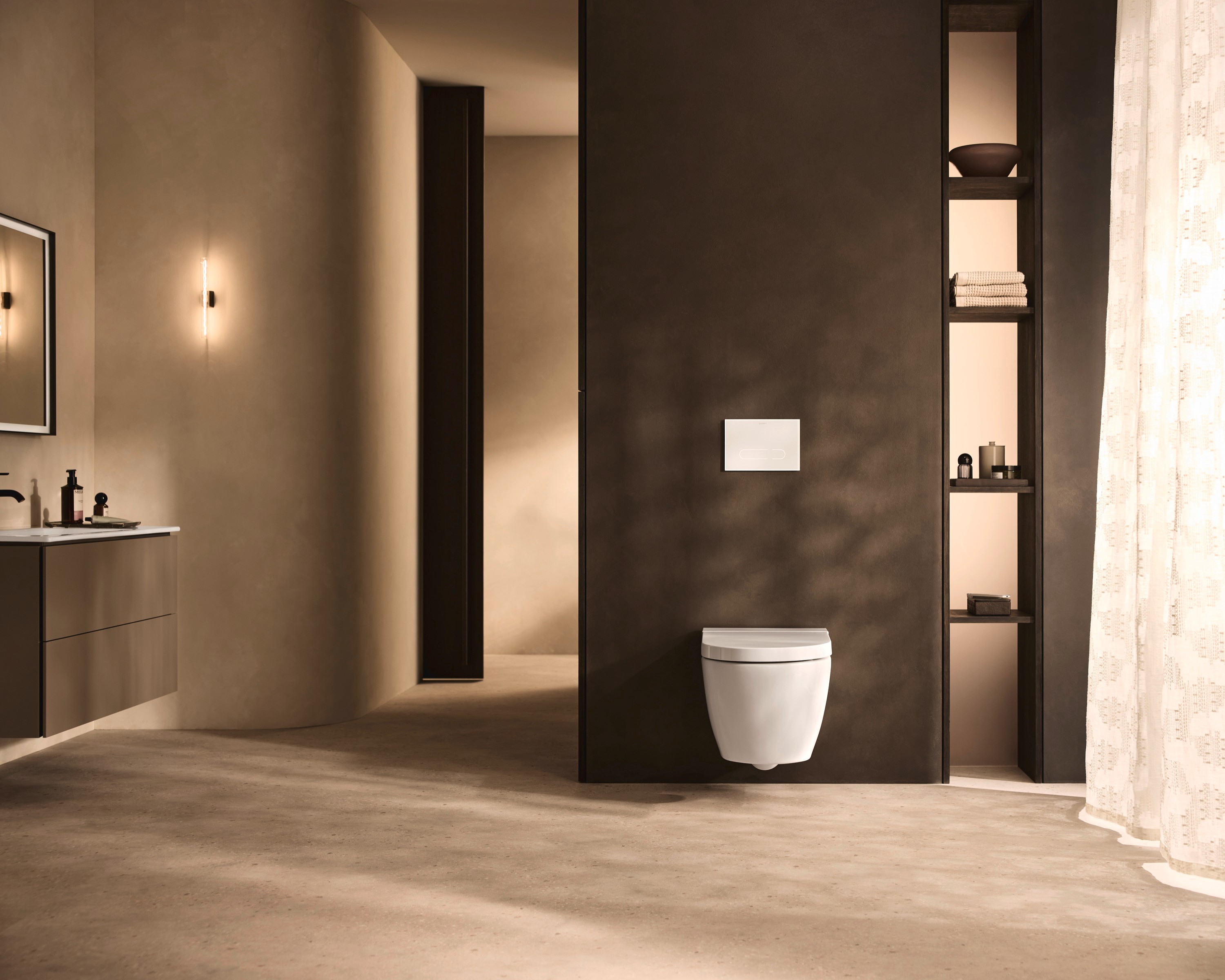 Wall-mounted shower toilet from the SensoWash Starck f series, front view