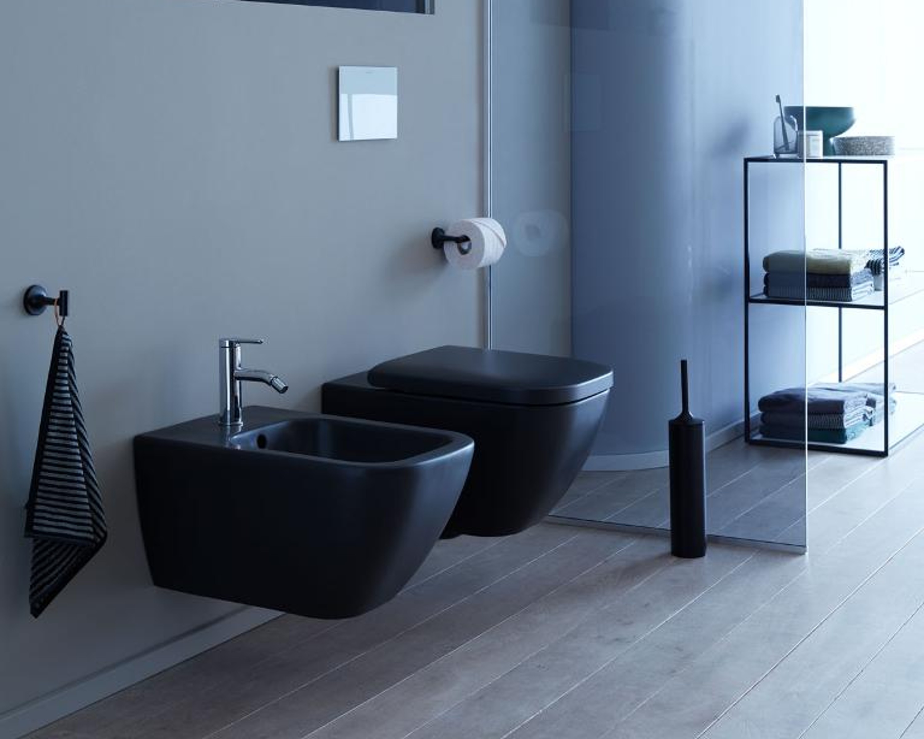Vaso e bidet sospesi Happy D.2 in Antracite