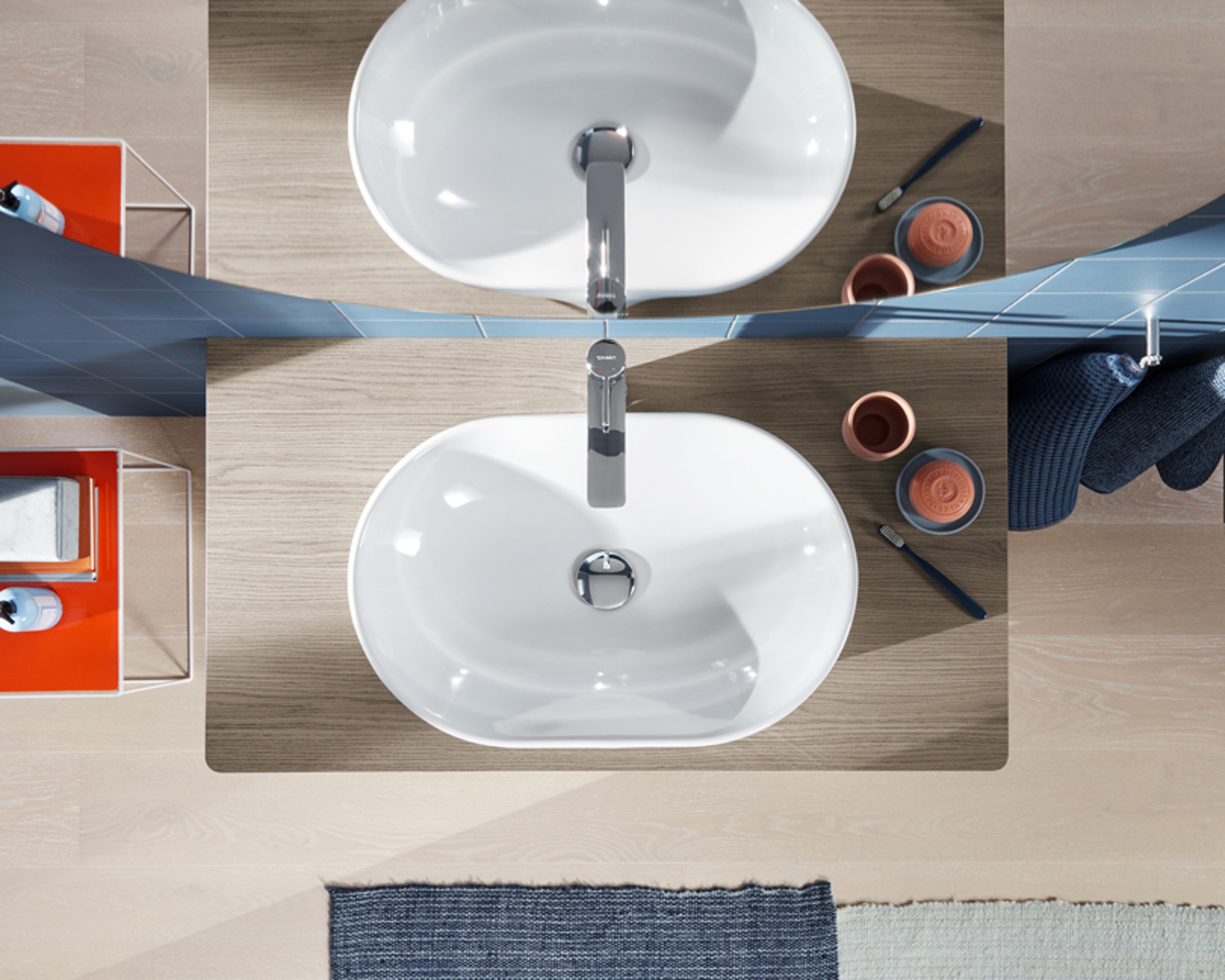 Draufsicht eines Aufsatzwaschbeckens der Serie Duravit D-Neo