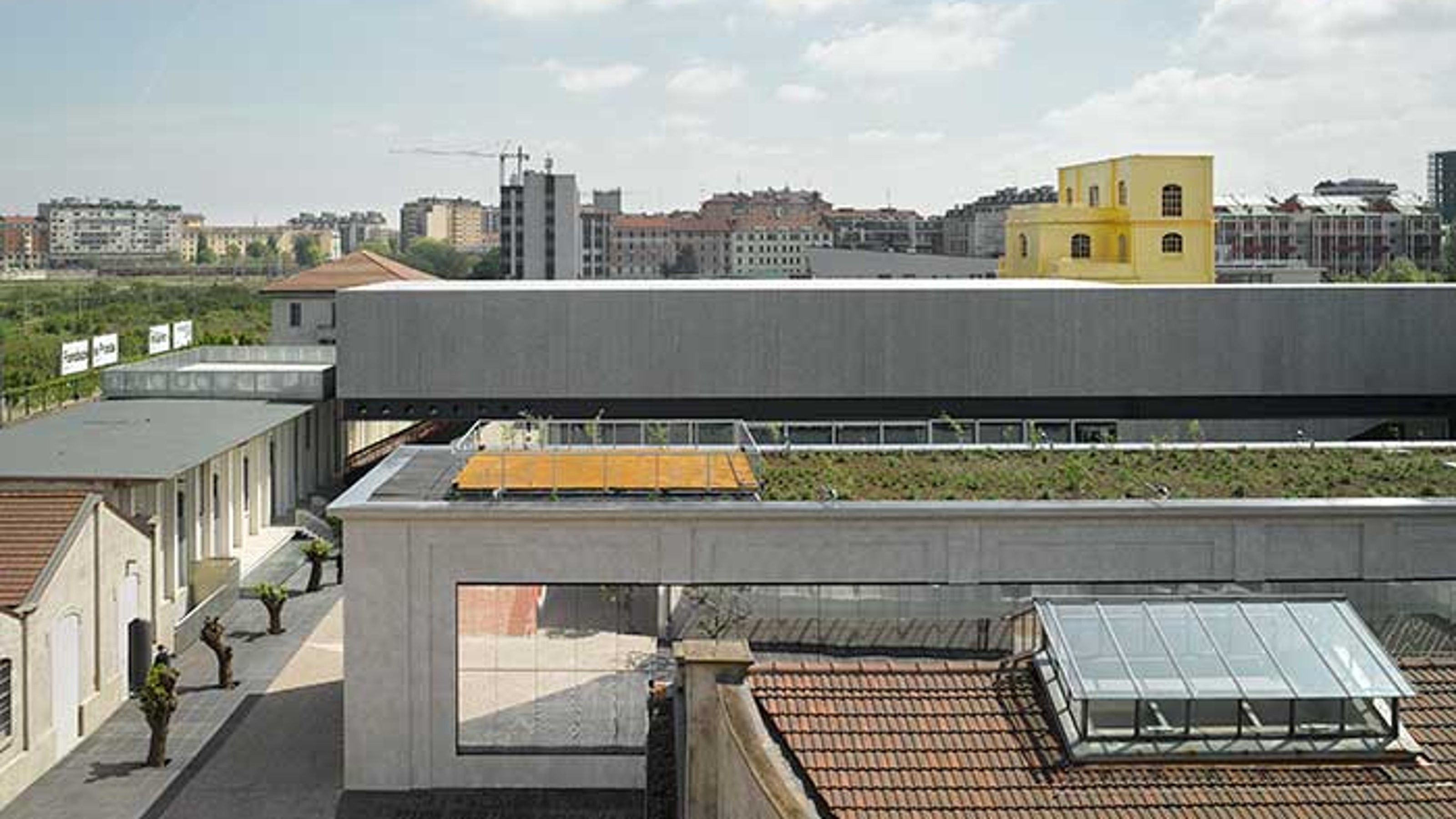Fondazione Prada Milano, panorama with surroundings, exterior view of the building