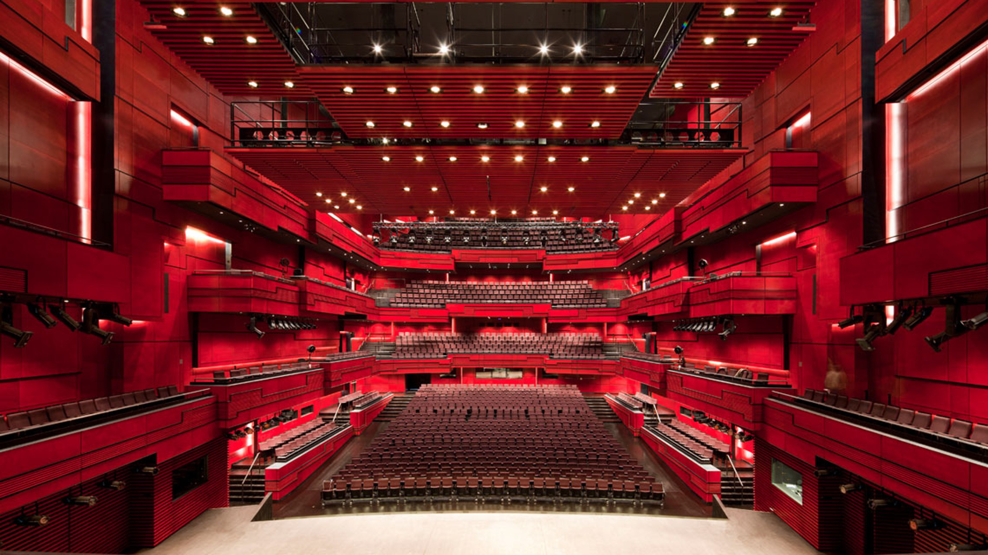 Harpa Concert Hall, concert hall viewed from the stage into the room