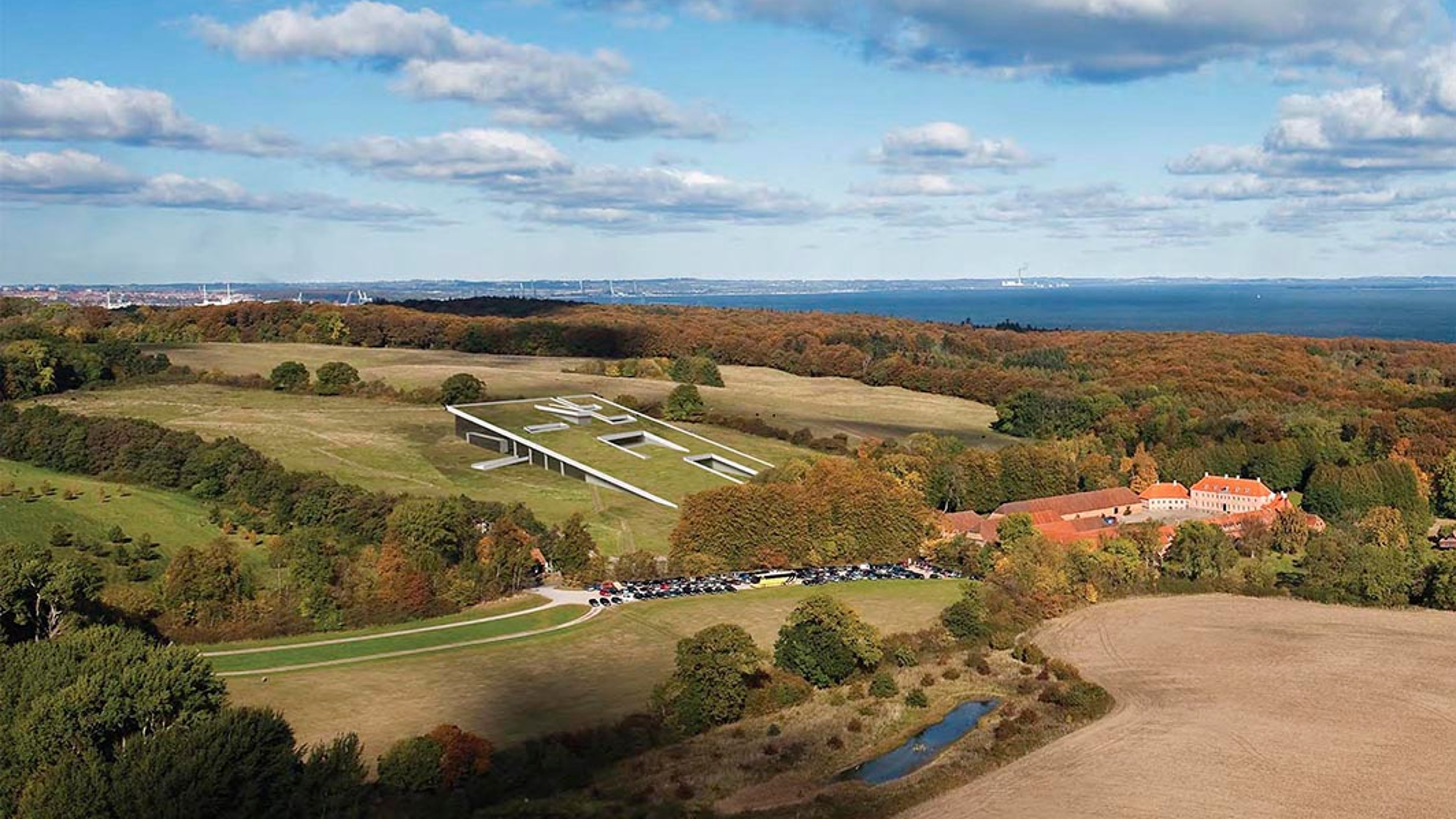 Moesgard Museum, panorama with surroundings, landscape