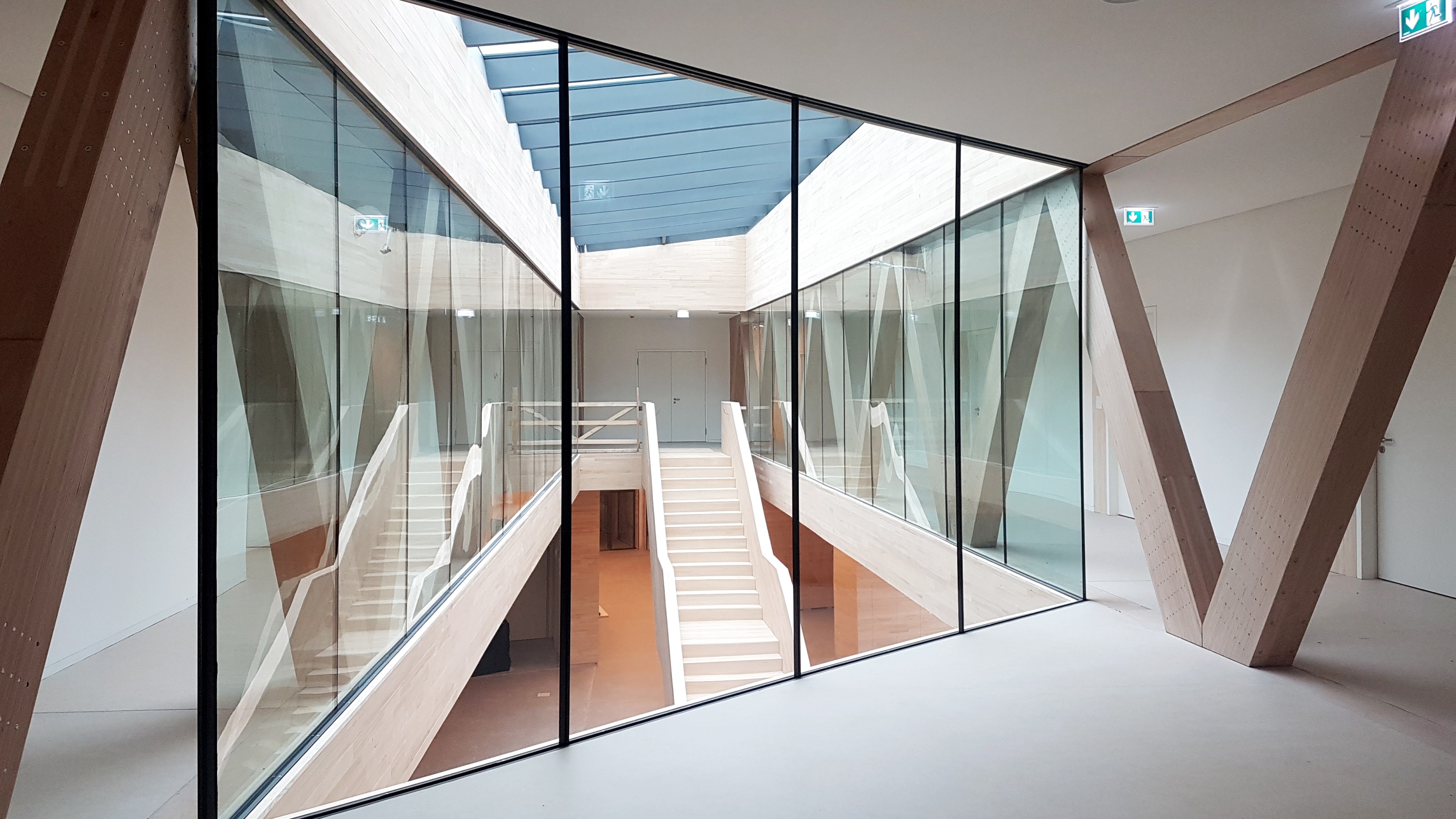 The Ruhestein National Park Centre, interior view of the building, staircase