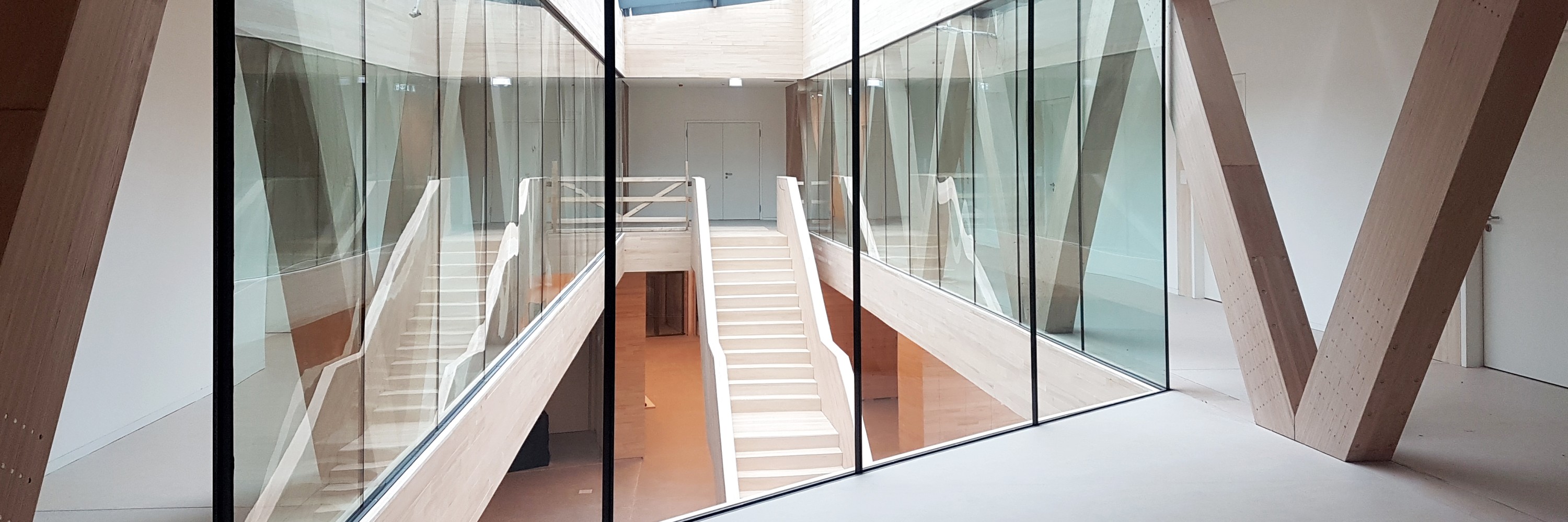 The Ruhestein National Park Centre, interior view of the building, staircase