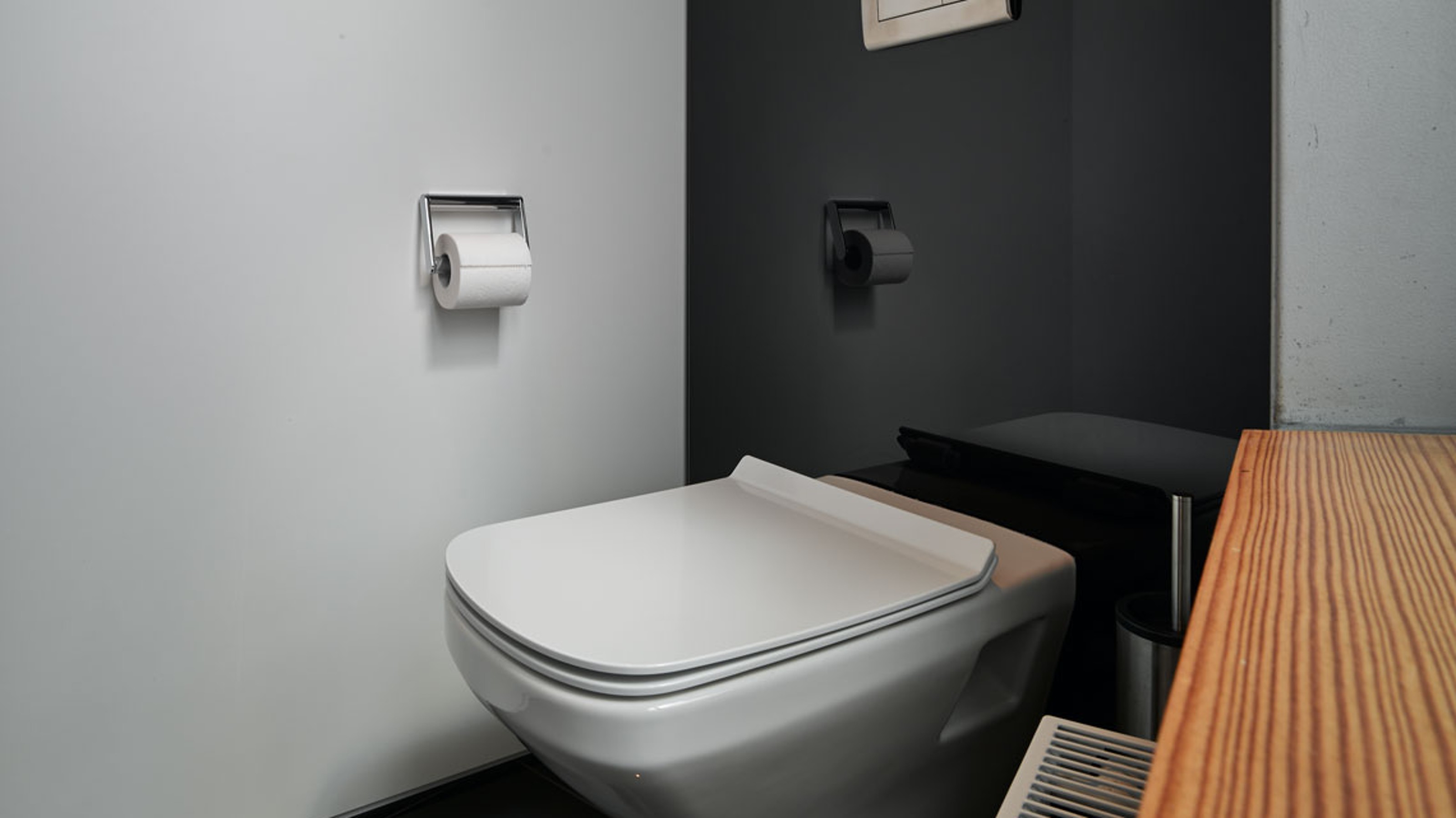 Neuer Zollhof, side view of the toilet