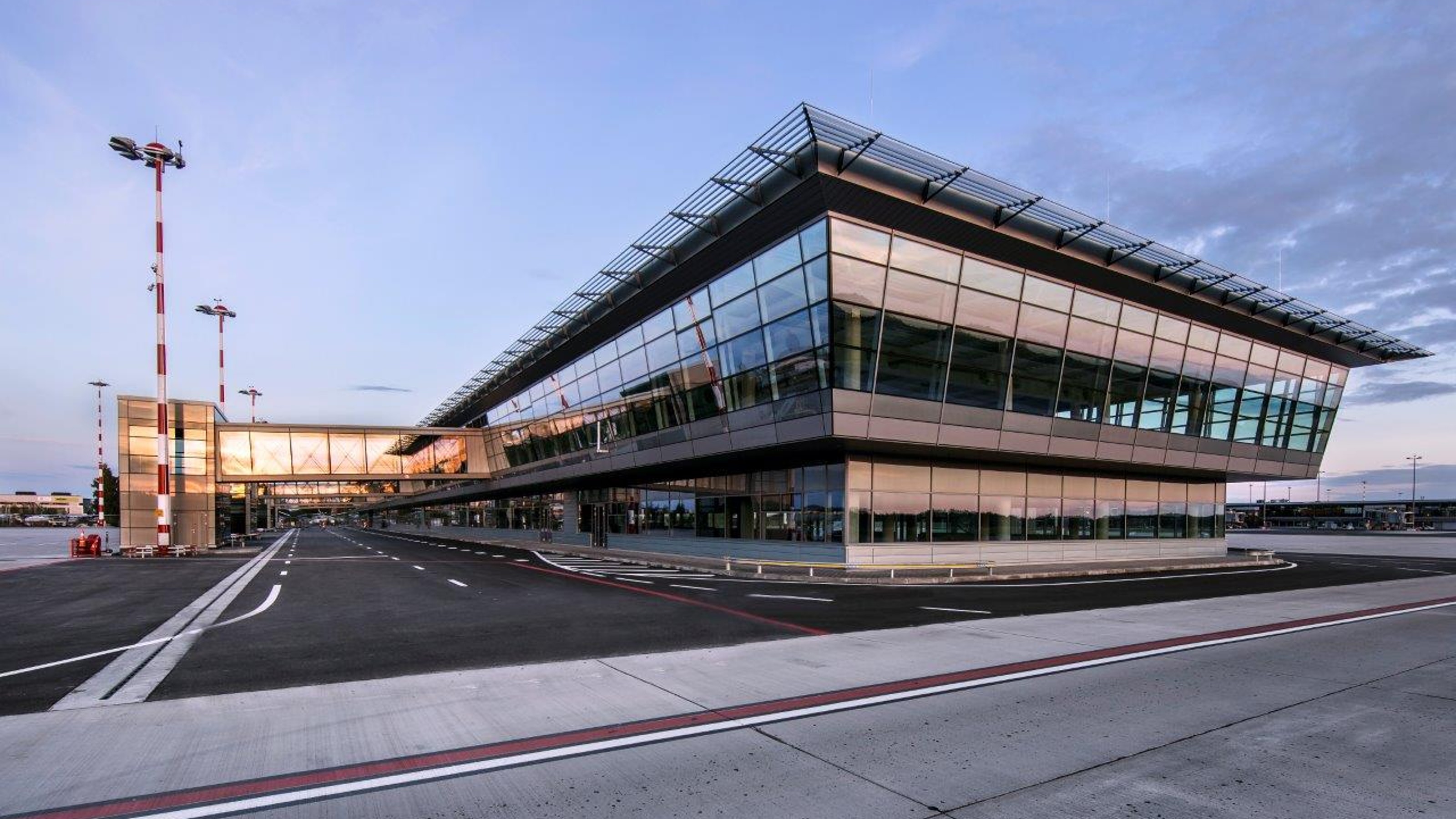 Riga International Airport, exterior view of the building with airfield
