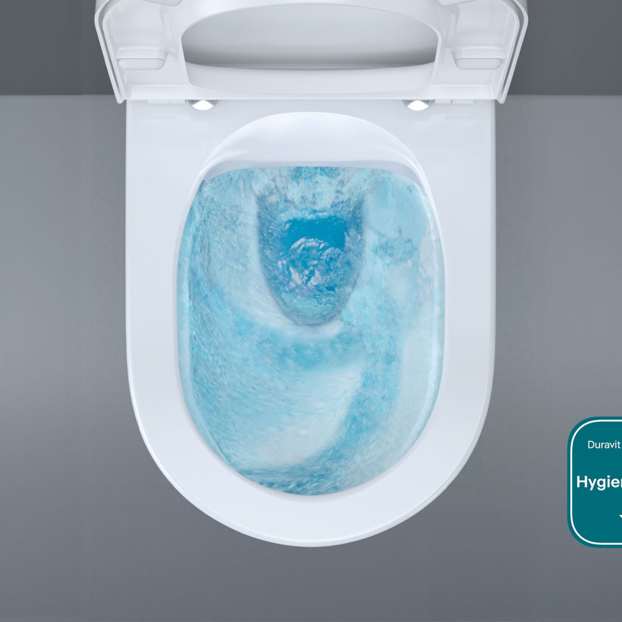 Illustration of the flush flow with the Duravit HygieneFlush feature
