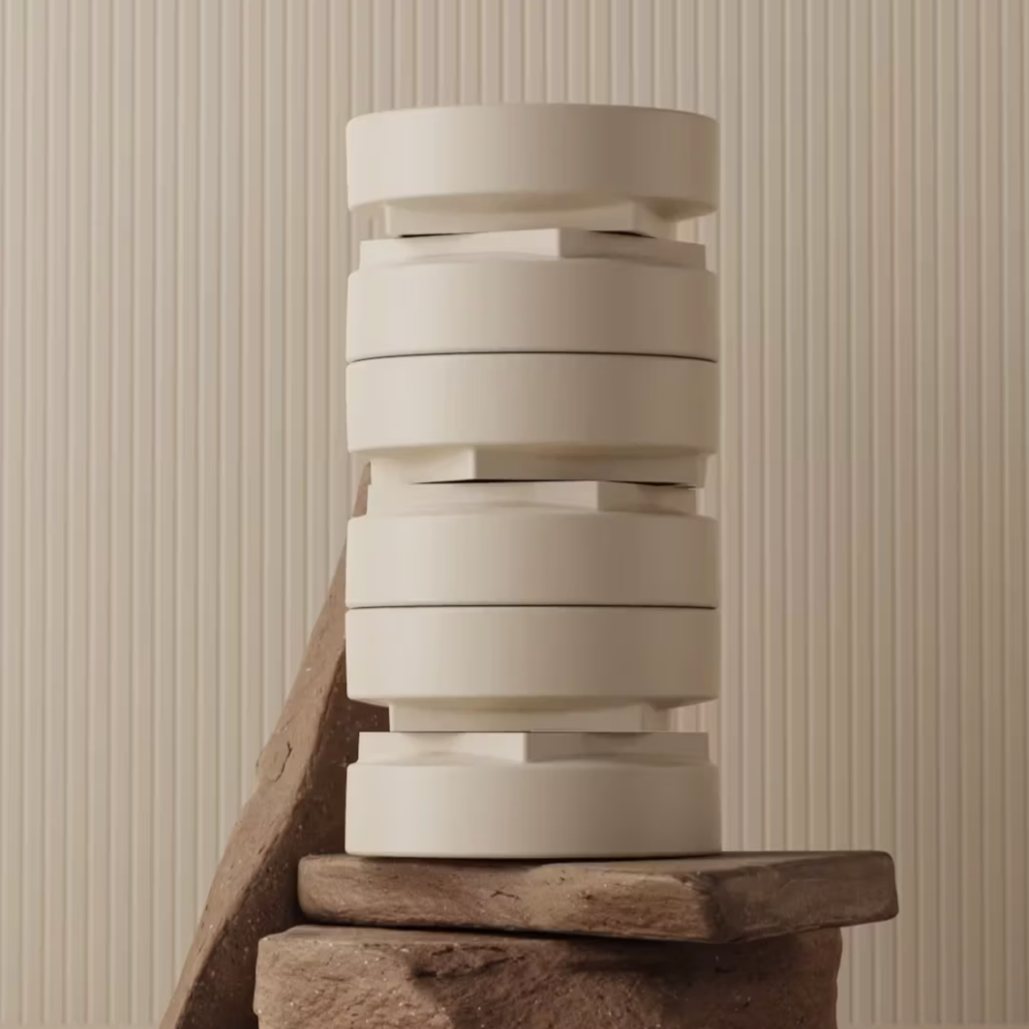 A stacked tower made of white Balcoon sinks