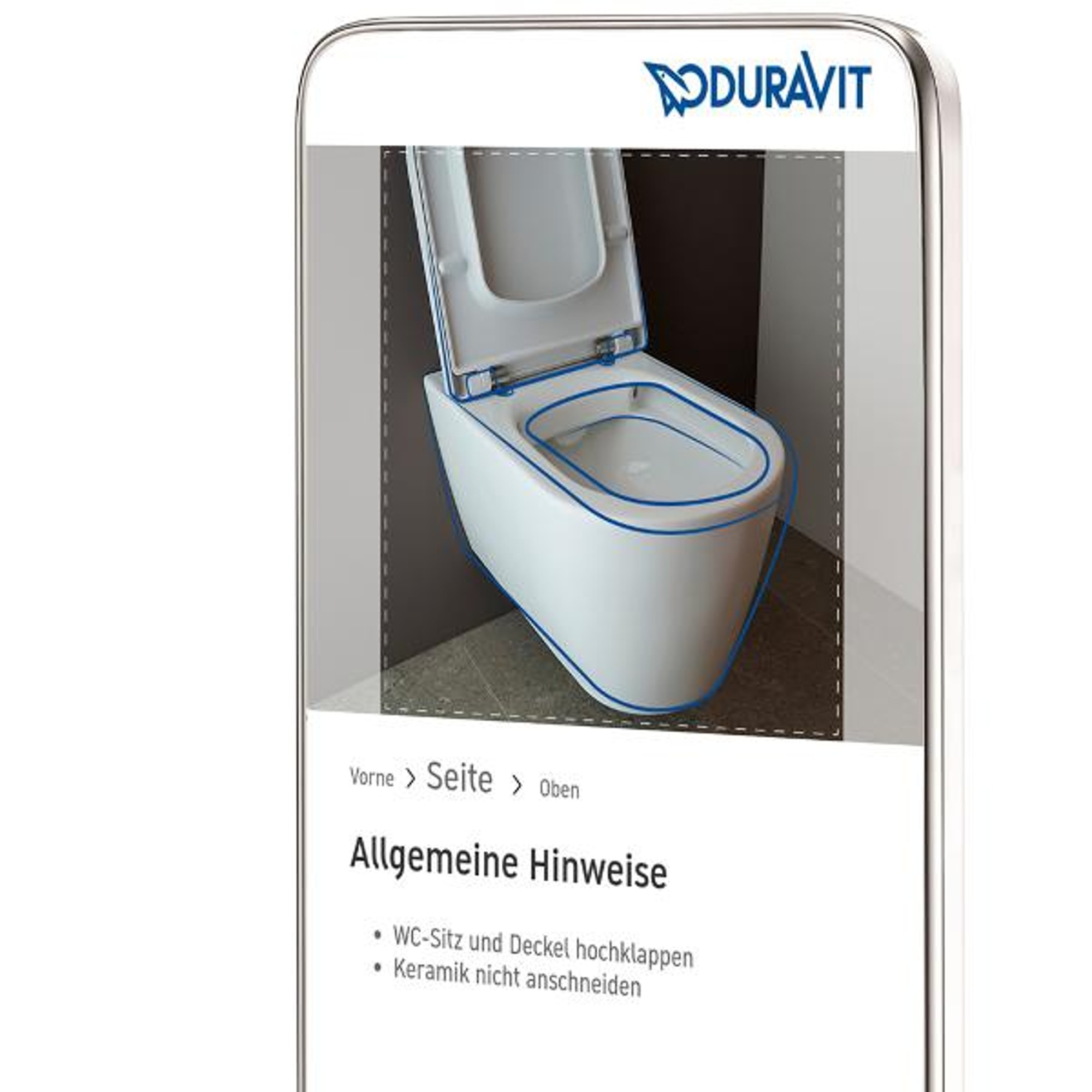 Smartphone das den WC-Sitz Finder zeigt.