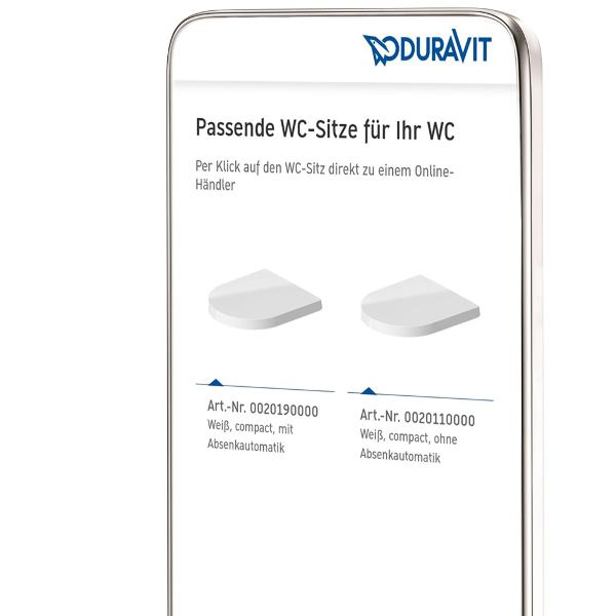 Smartphone das den dritten Schritt des WC-Sitz Finders zeigt.