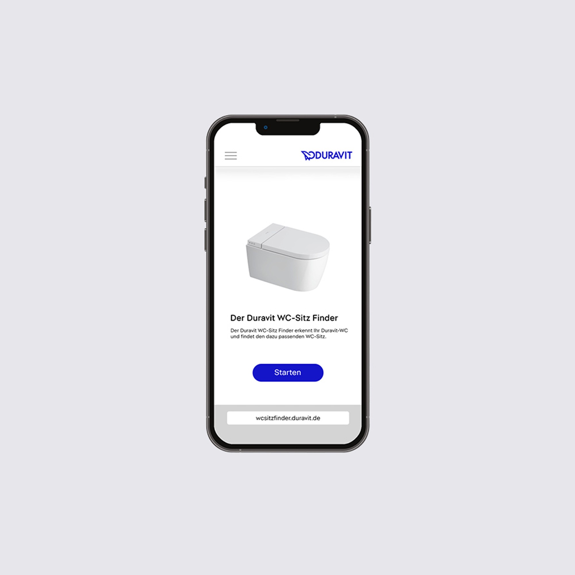 Smartphone zeigt den WC-Sitz Finder.