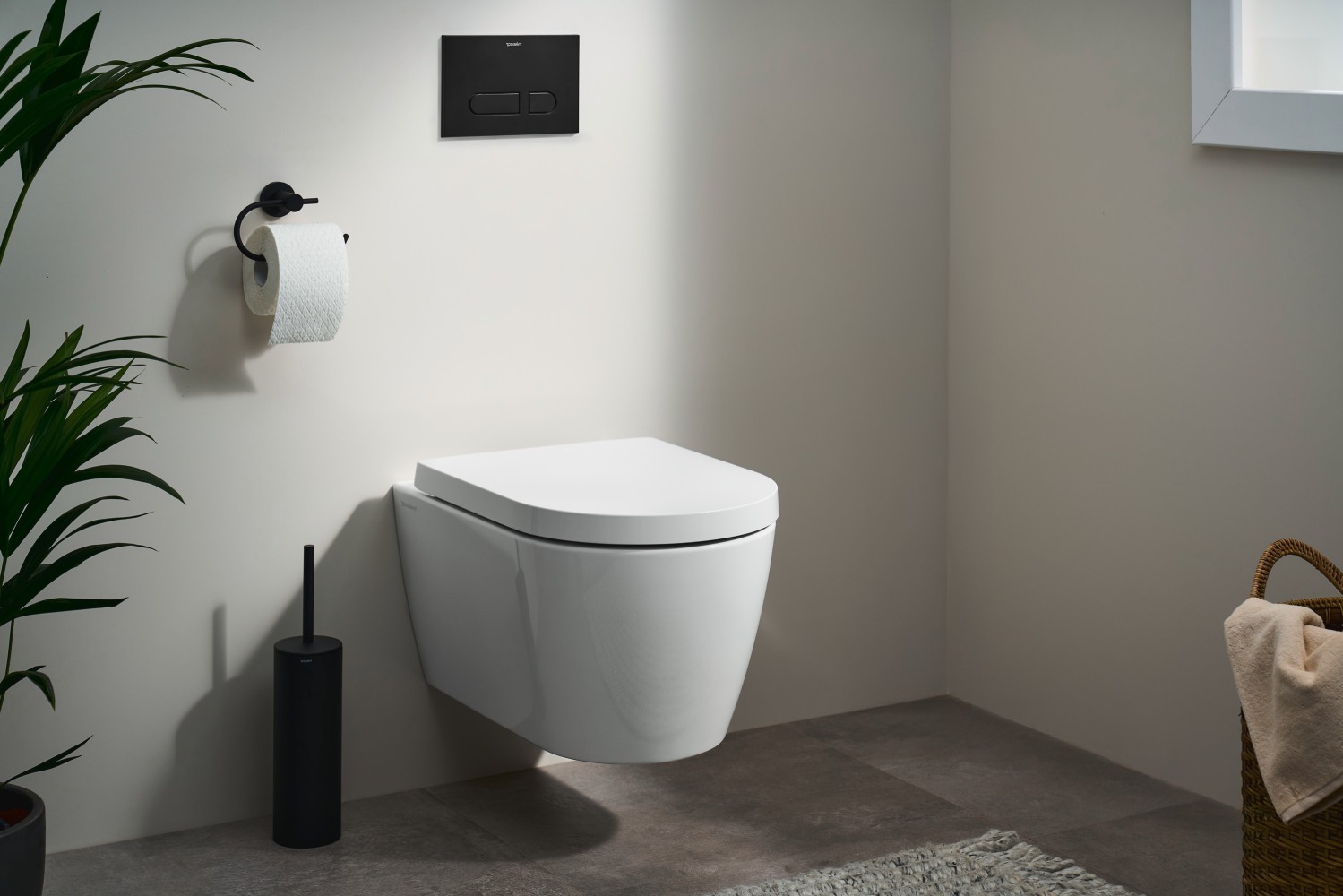 Wall-mounted toilet from the Duravit ME by Starck series in the Hero Edition