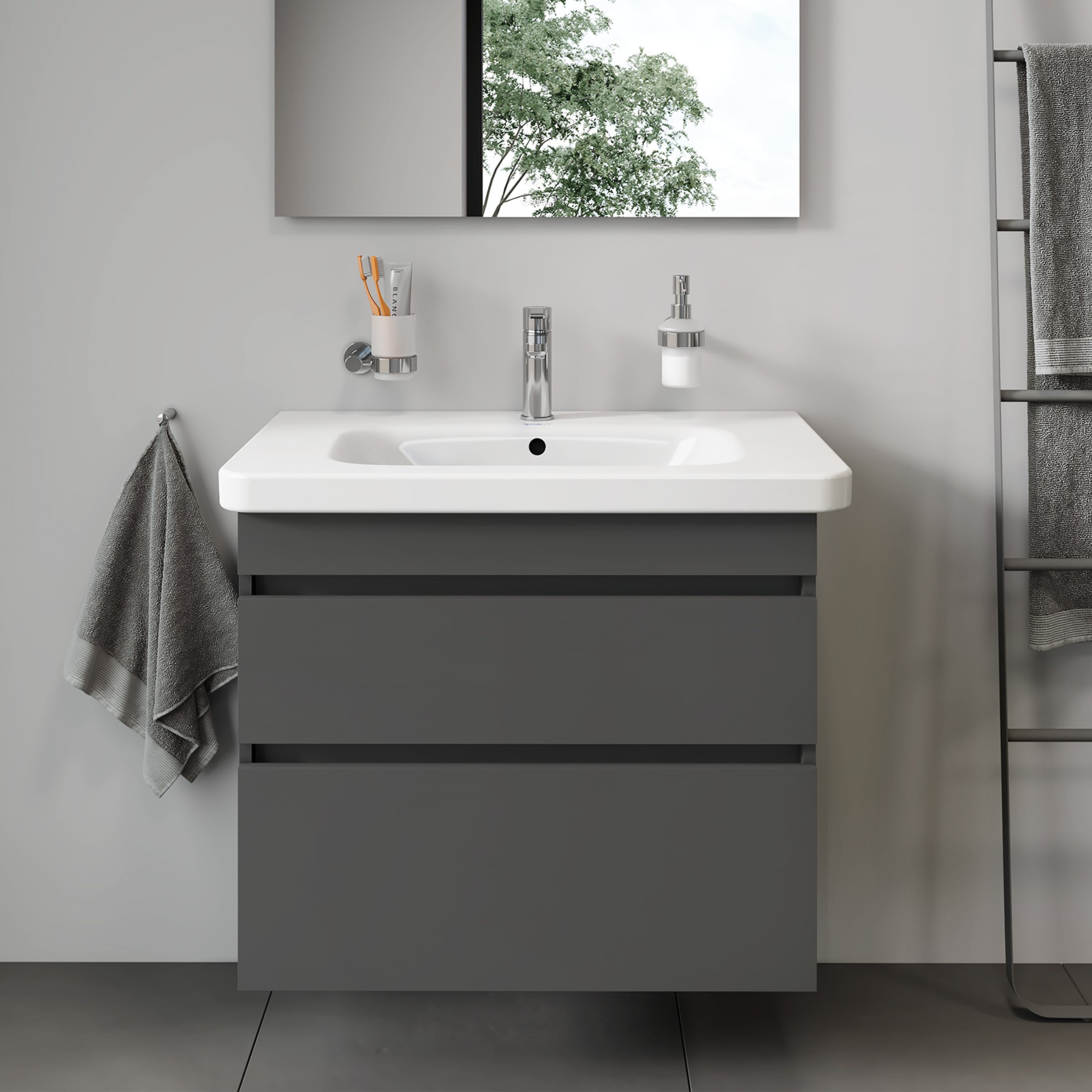 Semi-recessed sink with vanity unit from the Duravit DuraStyle series